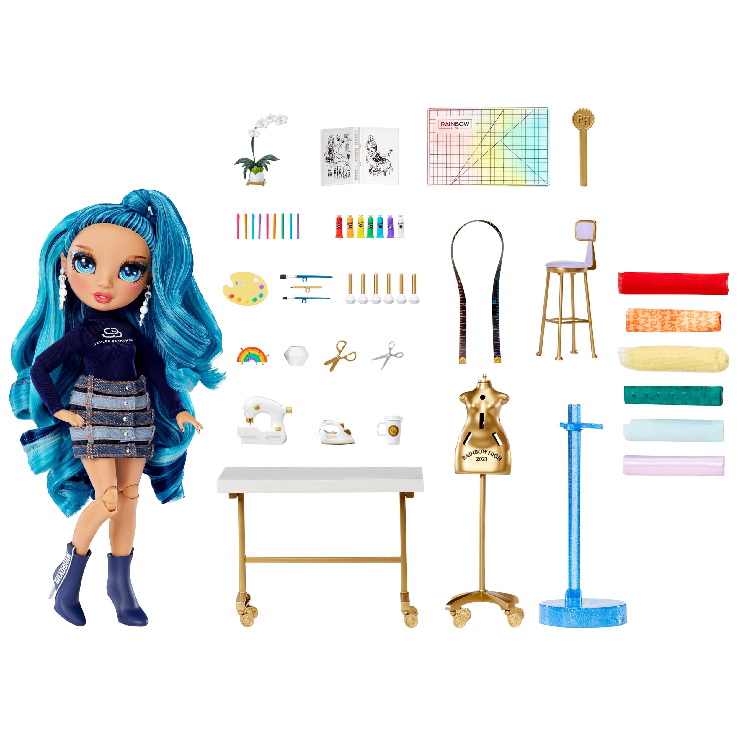 Rainbow High Dream & Design Fashion Studio Playset with Skyler Bradshaw Doll - No Sew Fashion Kit for Kids 11