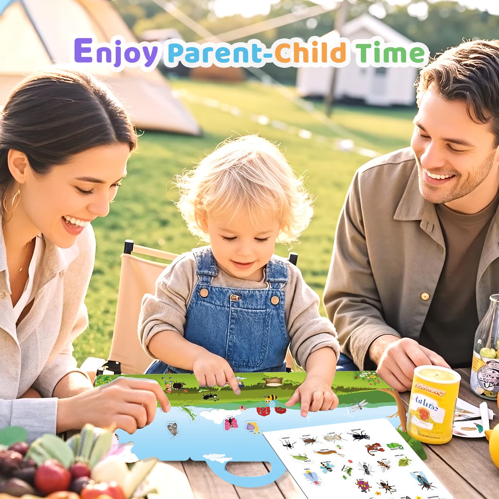 GUYUCOM Reusable Sticker Books - 4 Pack: Ocean, Farm, Insect, Body Themes | Educational Learning Toy 5