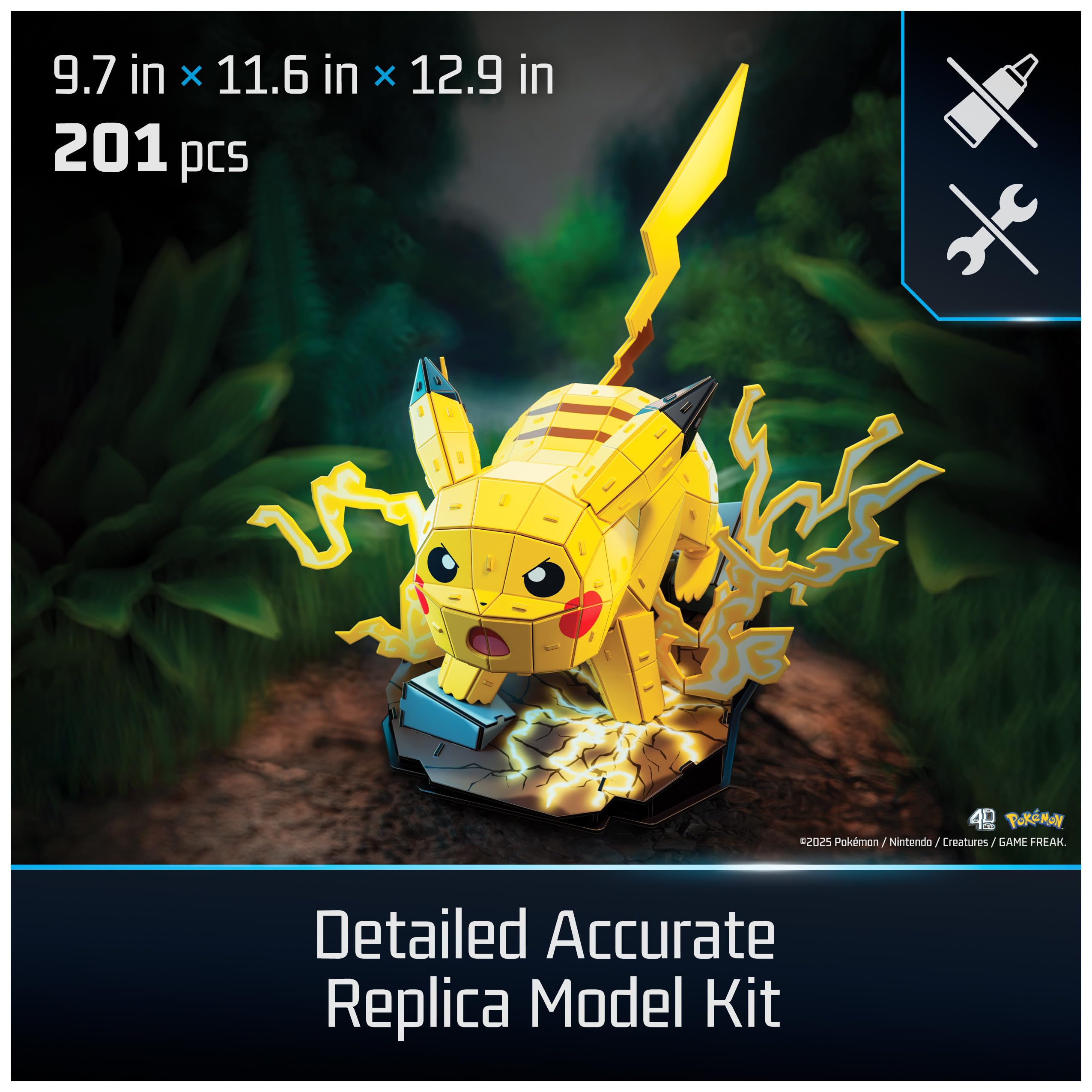 4D Build Pokémon Pikachu 3D Model Kit - 201-Piece Building Puzzle for Ages 12+ 6