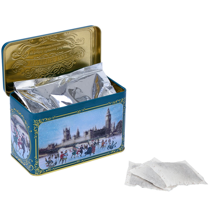 New English Teas Victorian Skaters Christmas Tea Tin - Afternoon Tea Blend, 80g (40 Tea Bags)