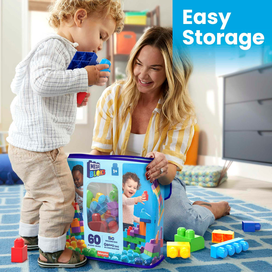 Mega Bloks DCH55 Grand sac de construction, bleu 60 pièces