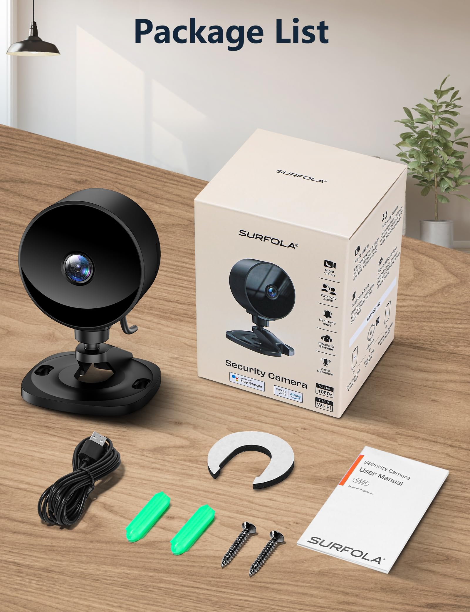 Surfola 1080P Indoor Security Camera - 2 Way Audio, Night Vision, Wi-Fi Connectivity 8