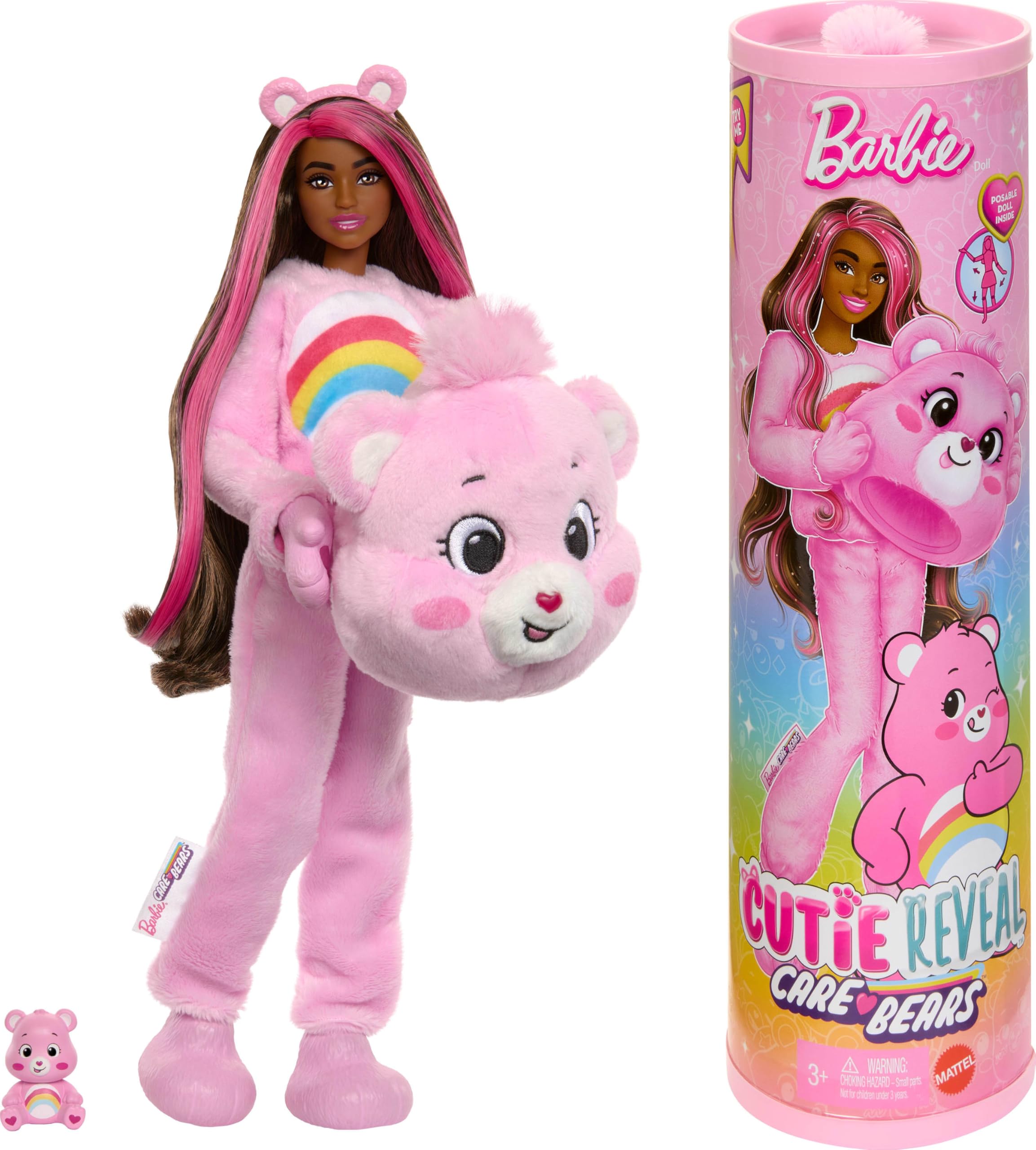 Barbie Cutie Reveal Care Bears Series Doll & Accessories Set - Cheer Bear with Transforming Costume & 10 Surprises 1