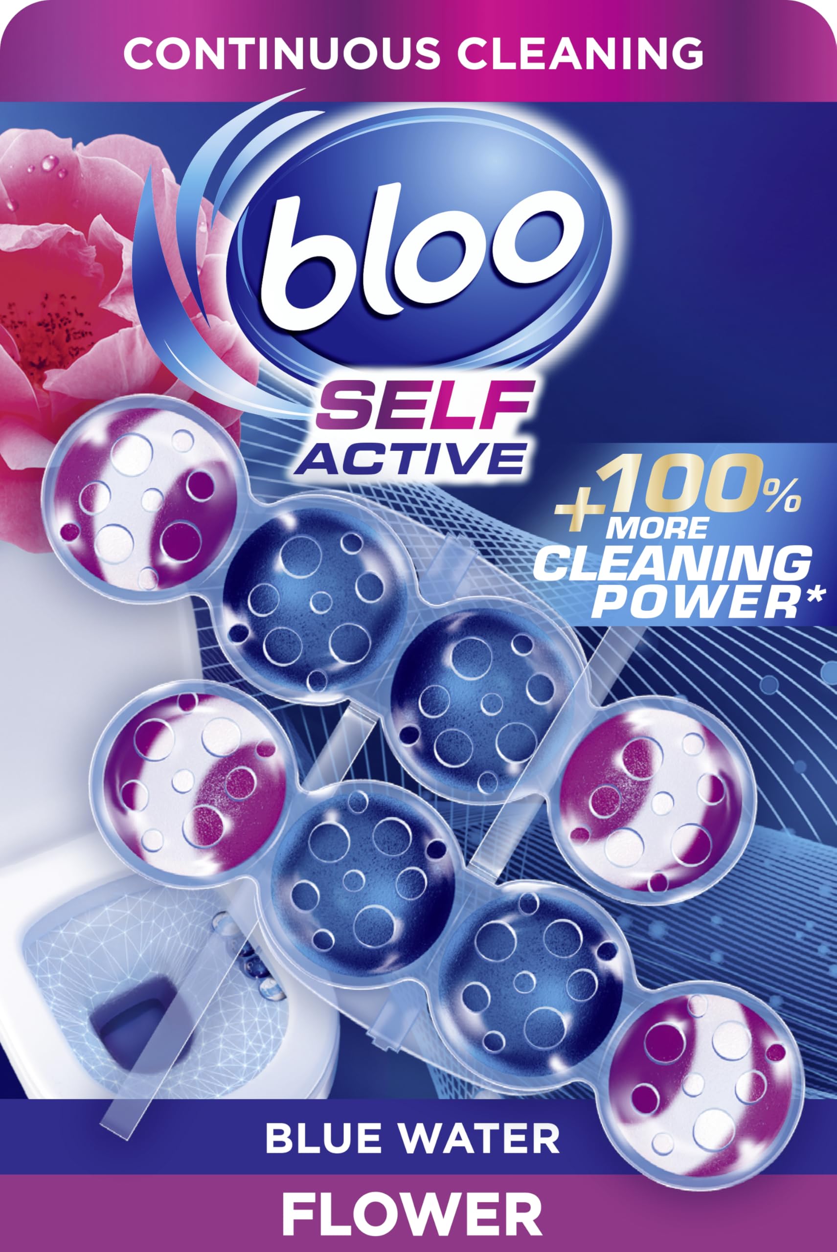 Bloo Self Active Duo Toilet Rim Block and Bowl Cleaner with Flower Scent | Pack of 2