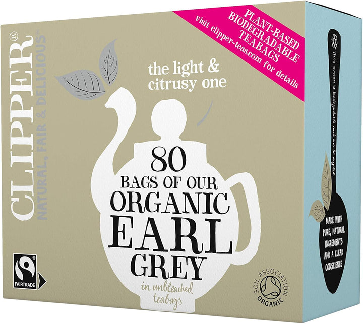 Clipper Organic Fairtrade Everyday Earl Grey 80 Teabags 200g (Pack of 6) - 480 Teabags Total