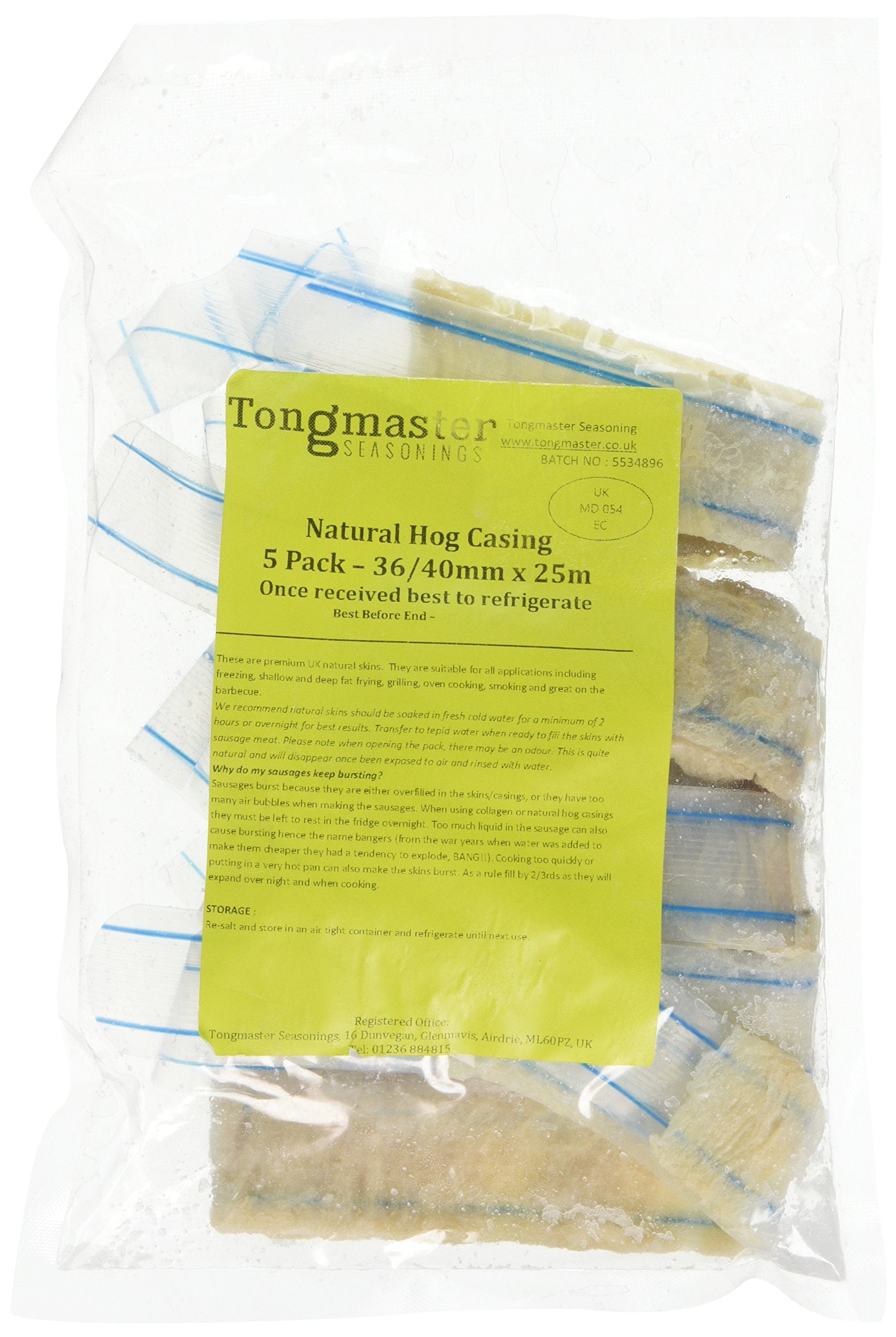 Tongmaster Natural Hog Casing - 25m Length | British Made | Edible