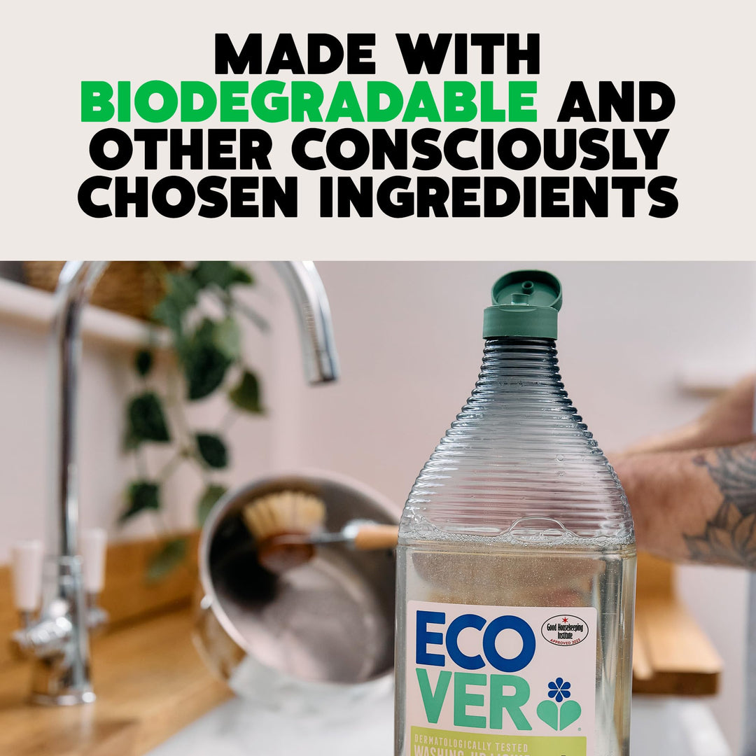 Ecover - Washing Up Liquid Dishwashing Soap, Tough on Grease, Fresh Scent