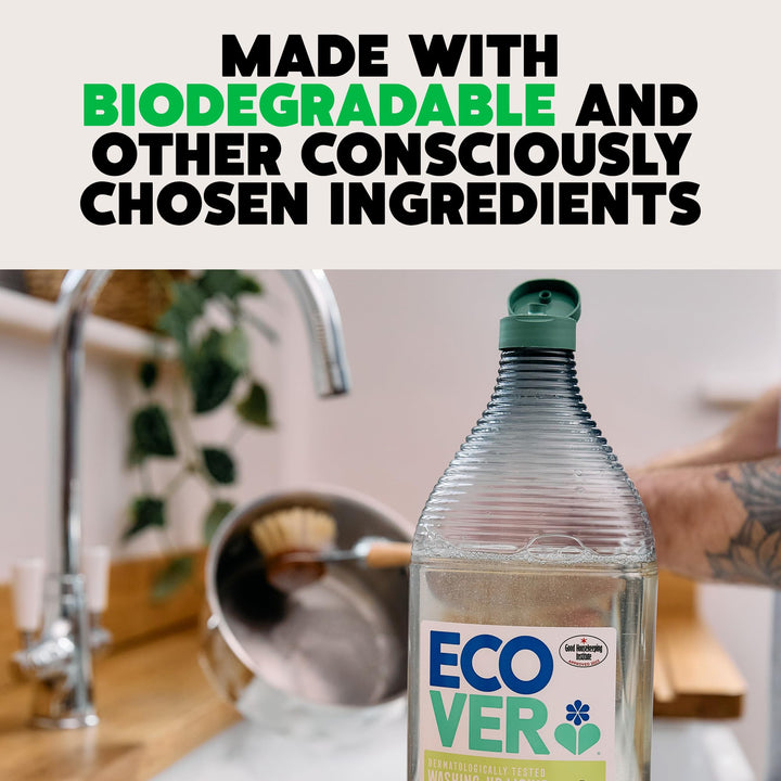 Ecover Washing Up Liquid - Tough on Grease, Fresh Scent, Plant-Based Formula