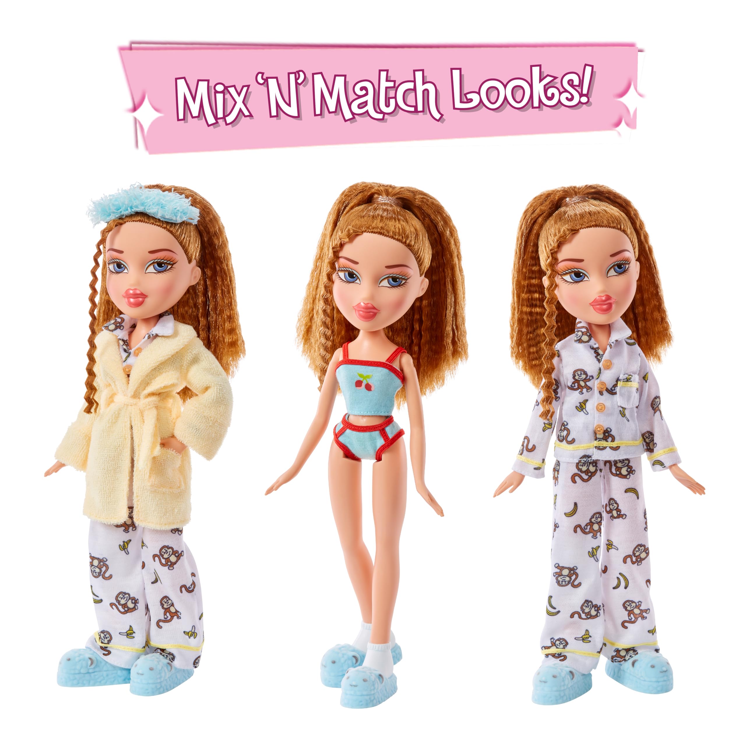 Bratz Slumber Party Fashion Doll - Meygan | 2 Outfits | Includes Plush Gorilla | Ages 6+ 3