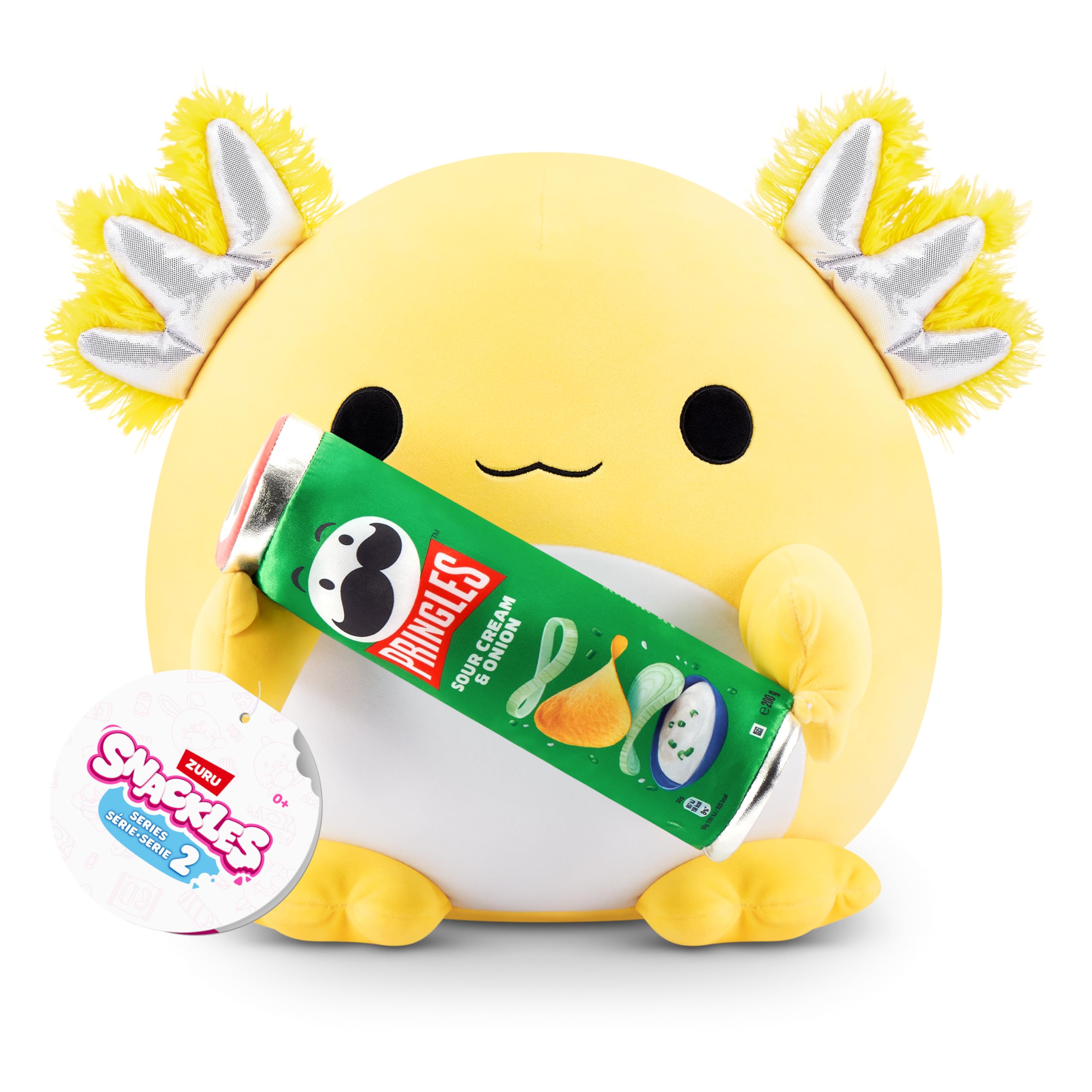 Snackles Series 2 Wave 2 - Axolotl Cuddly Squishy Plush with Pringles Snack, 20 cm 1