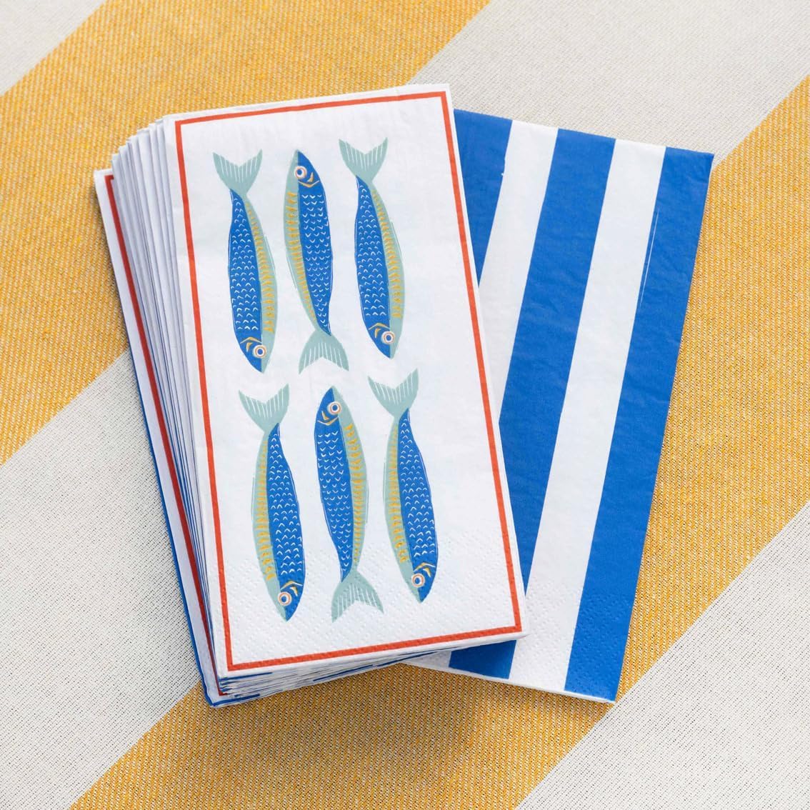 Talking Tables Premium Fish Themed Napkins - 16 Pack, 40cm x 40cm | FSC Recycled Paper 1