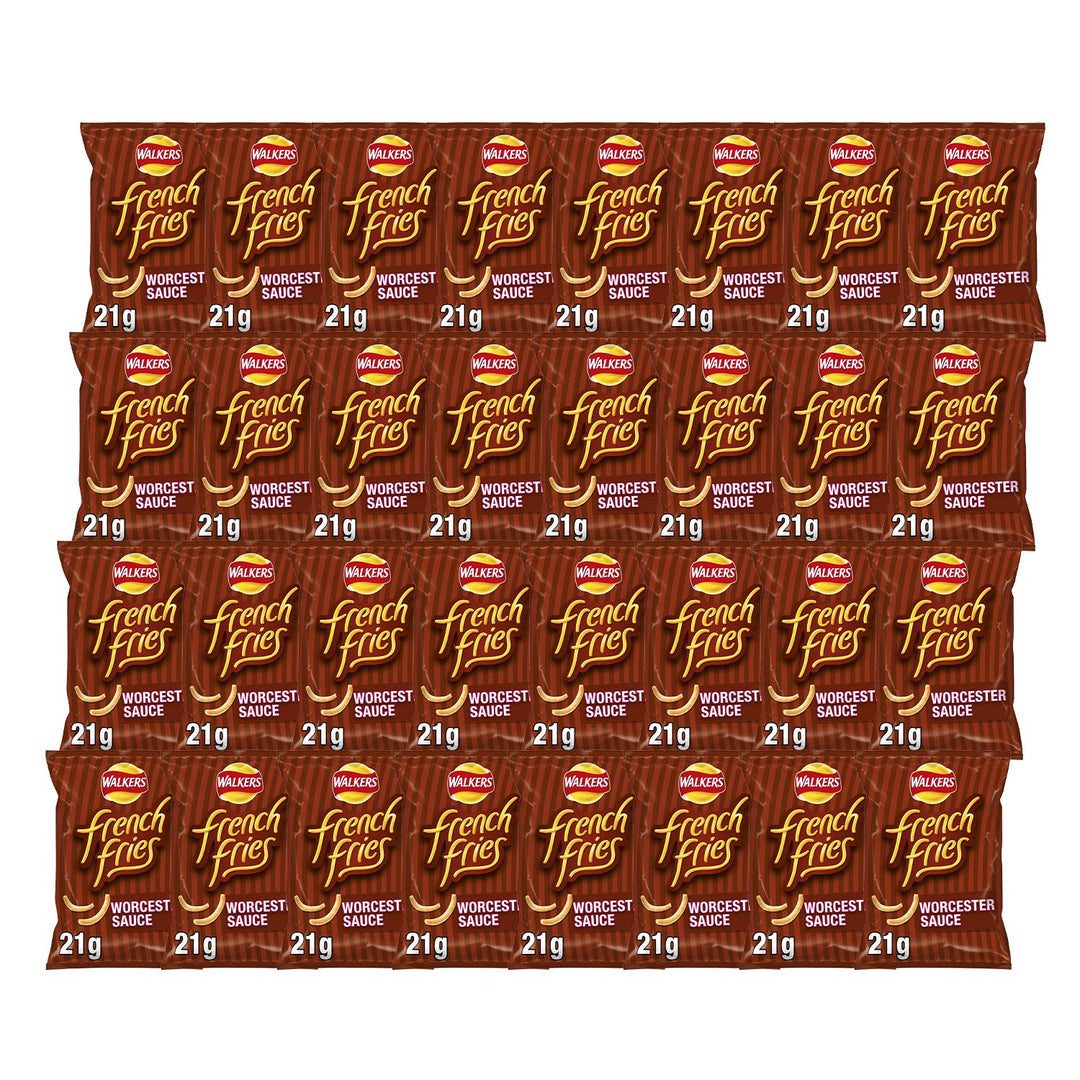 Walkers French Fries Worcester Sauce Crisps 21g - Multipack of 32