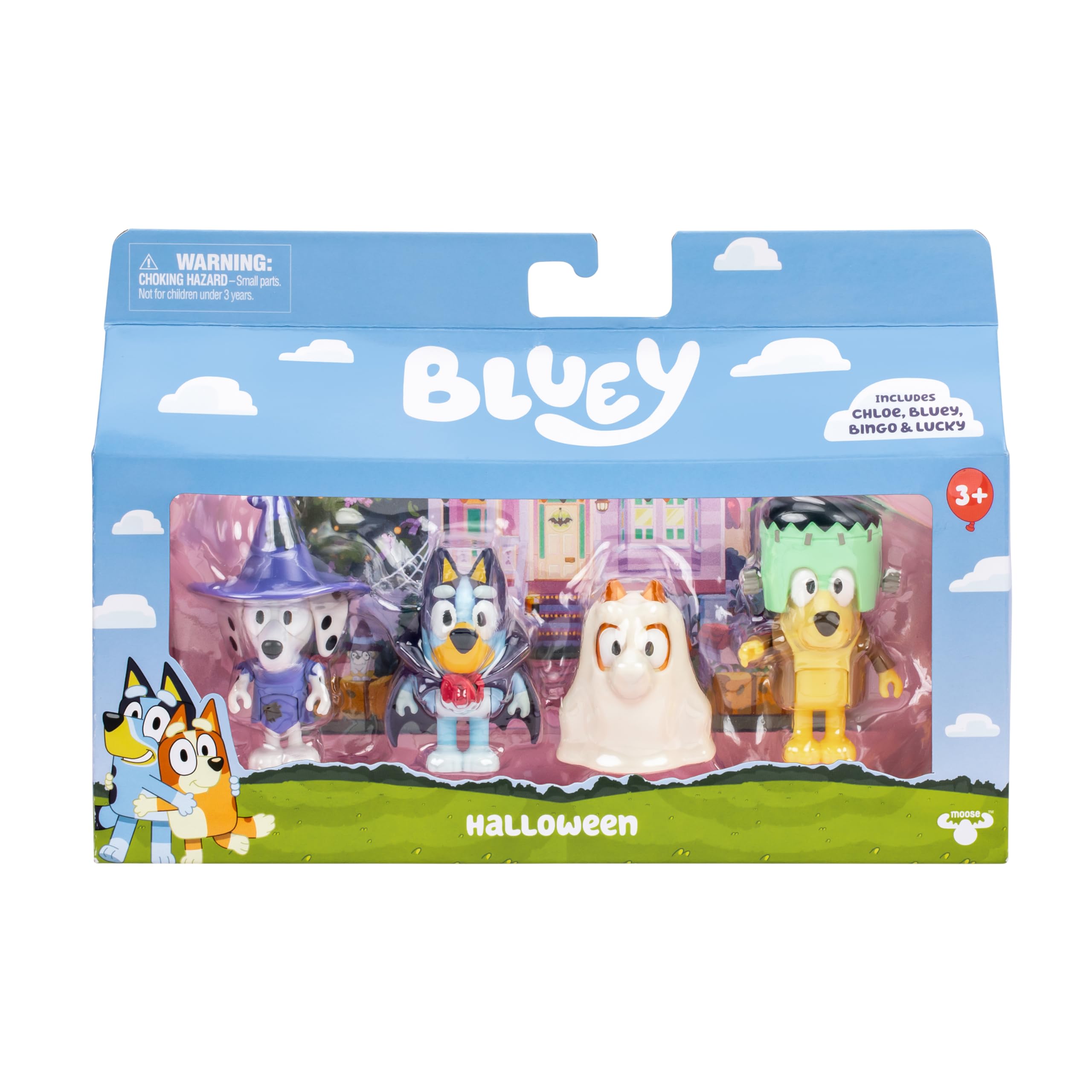 Bluey Halloween Figure 4-Pack - 2.5 Inch Poseable Figures of Bluey, Bingo, Chloe, Lucky | Multicolor