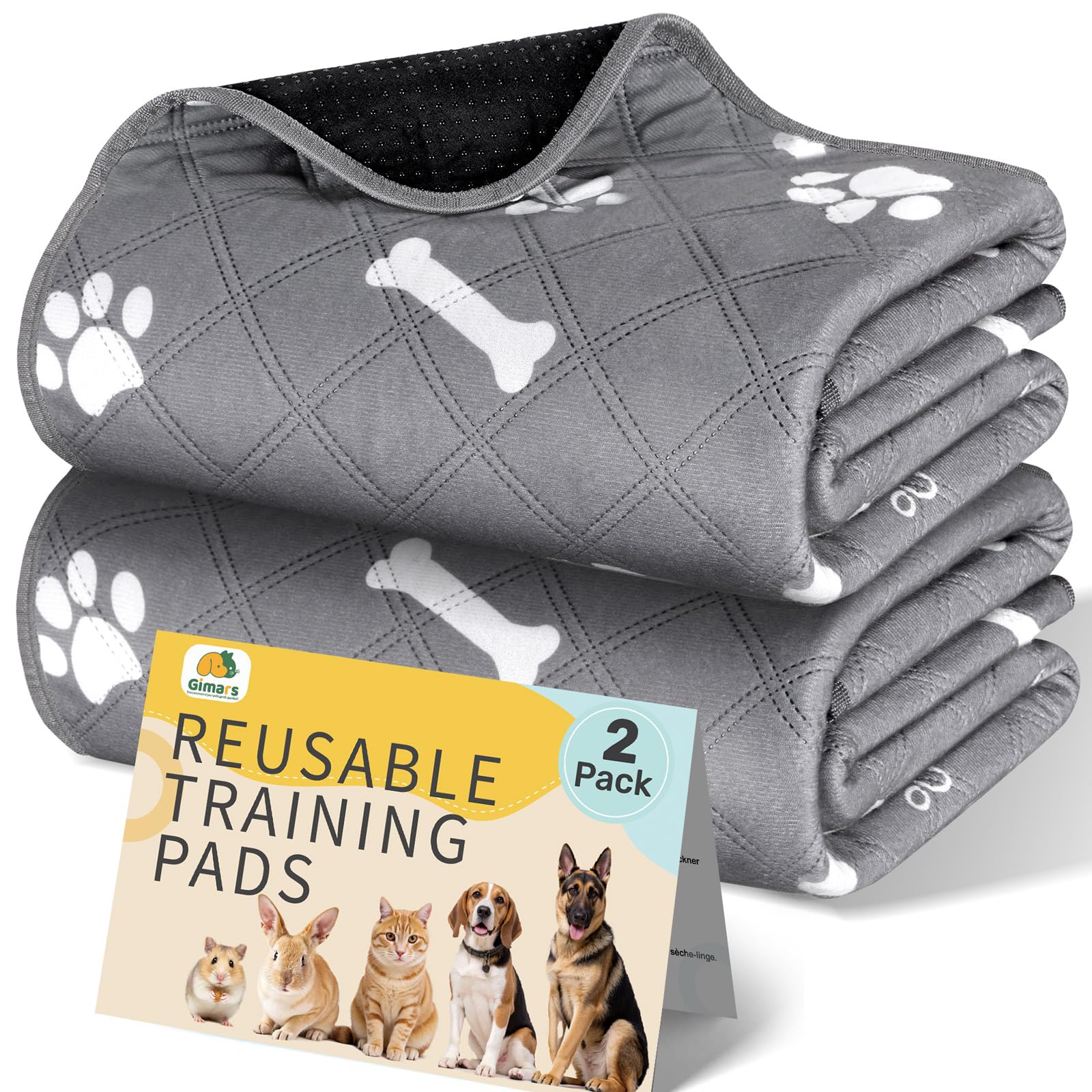 Gimars Reusable Training Pads - 4-Layer Absorbent, Washable, Anti-Slip | 2 Pack, Grey 1