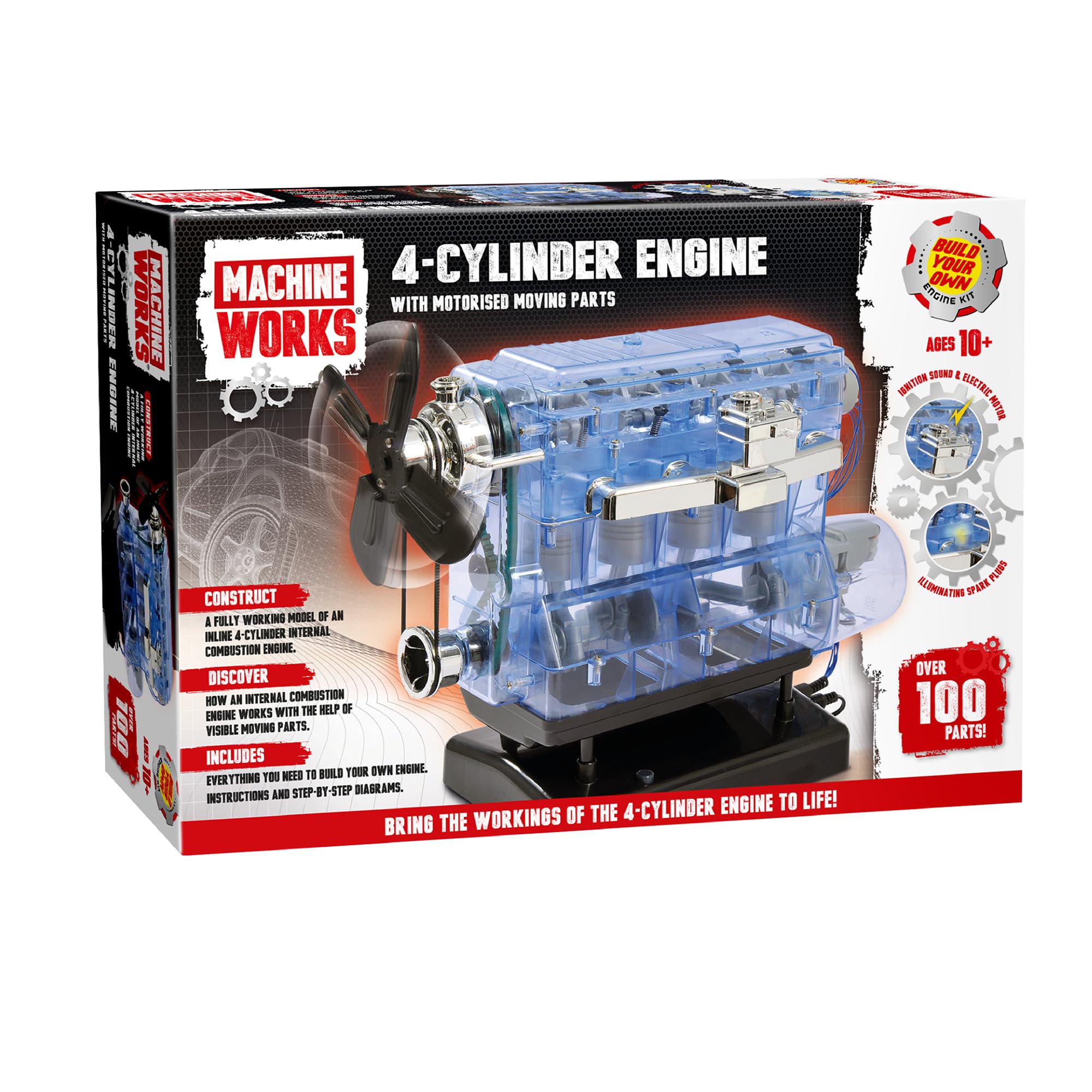 Machine Works 4-Cylinder Petrol Car Engine Replica Model - Build Your Own Engine Kit for Kids & Adults 1