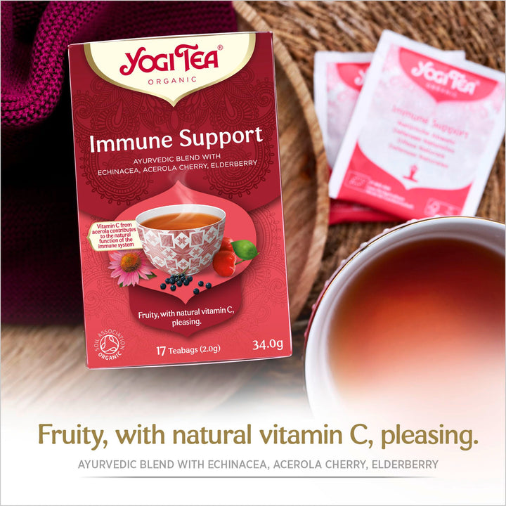 YOGI TEA - Immune Support Organic Herbal Tea with Vitamin C, Echinacea, Acerola Cherry & Elderberry, 6 x 17 Tea Bags (102 Total)