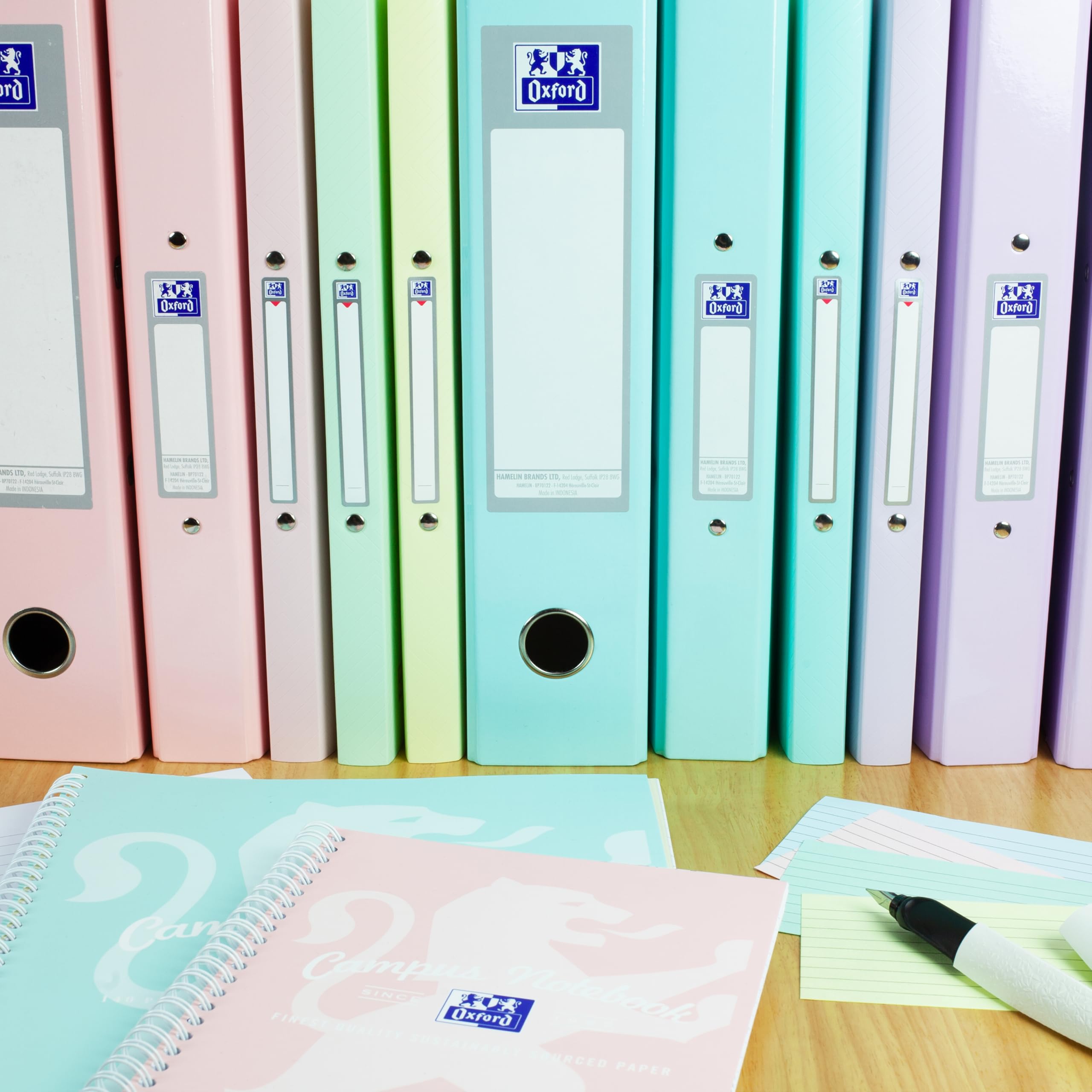 Oxford A4 Pastel Ring Binders - 20mm Spine, 100 Sheet Capacity | Pack of 5 6