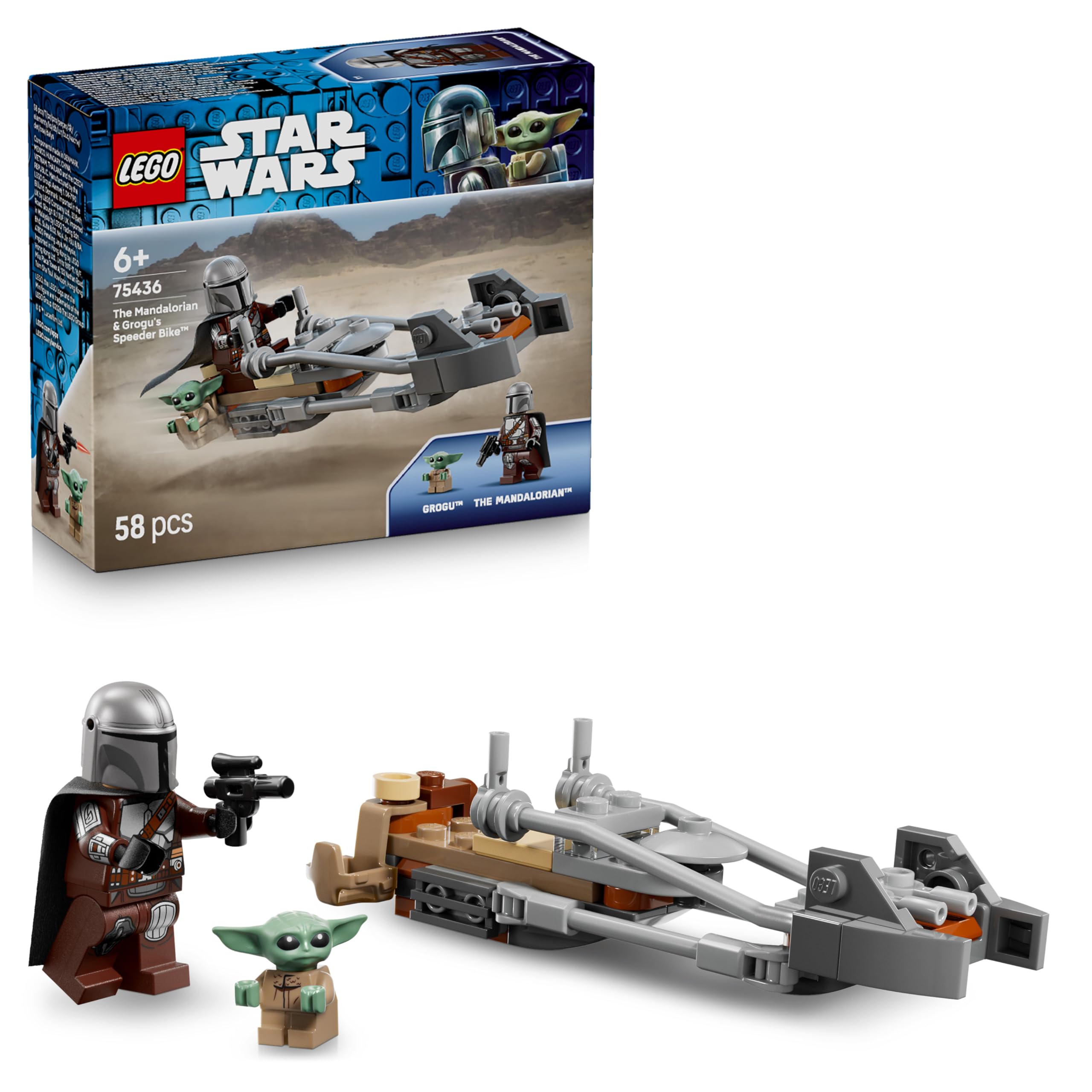 LEGO Star Wars 75436 The Mandalorian & Grogu's Speeder Bike Building Set | Ages 6+