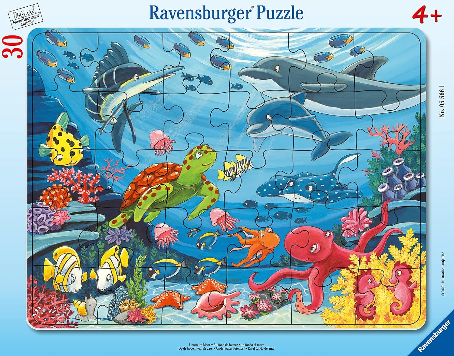 Ravensburger Bottom in The Sea 30-Piece Frame Puzzle - Underwater Friends for Kids 4 Years and Up 1