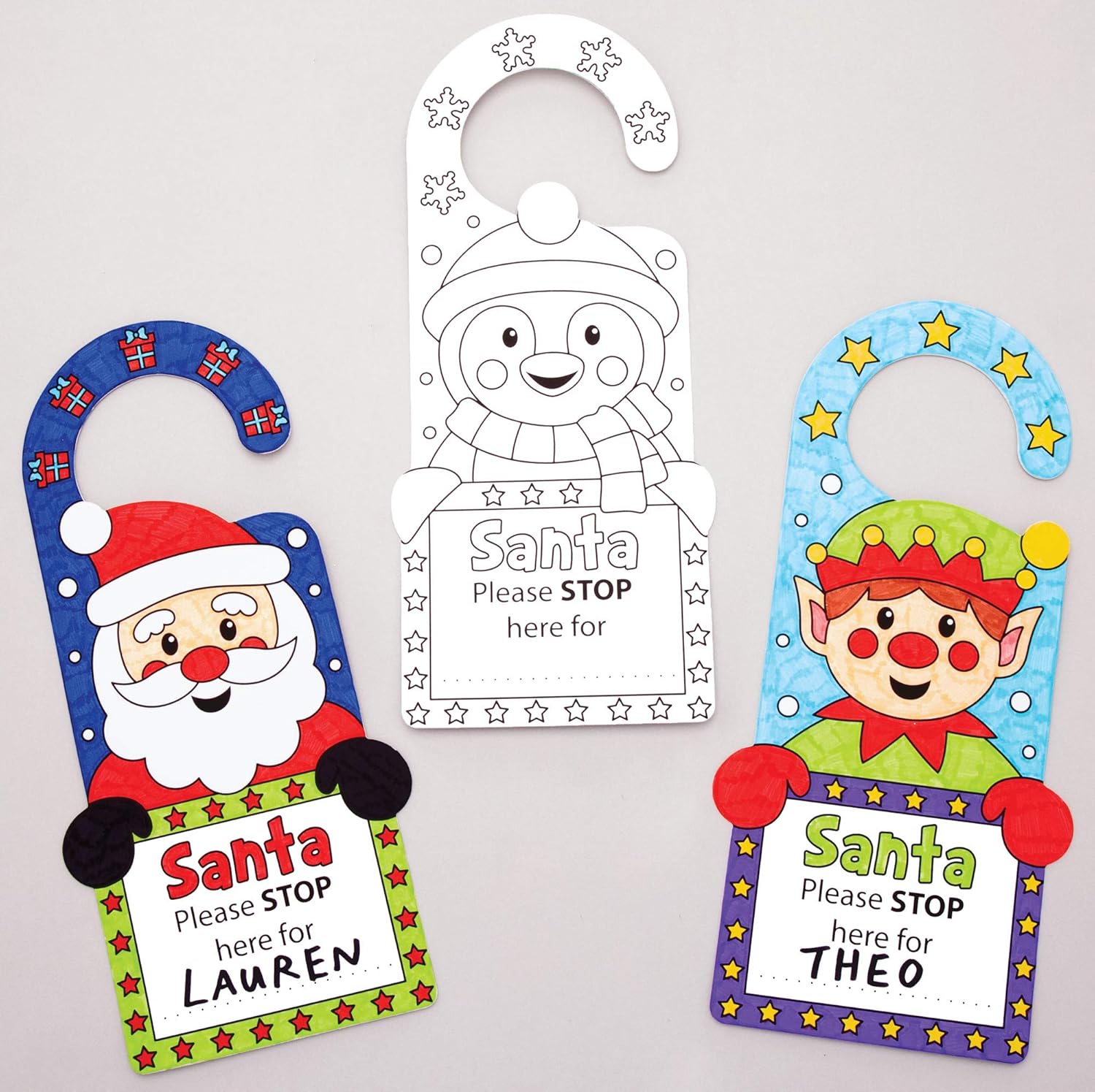 Baker Ross AT167 Christmas Colour in Door Hangers - Pack of 10 Festive Papercraft Decorations 1