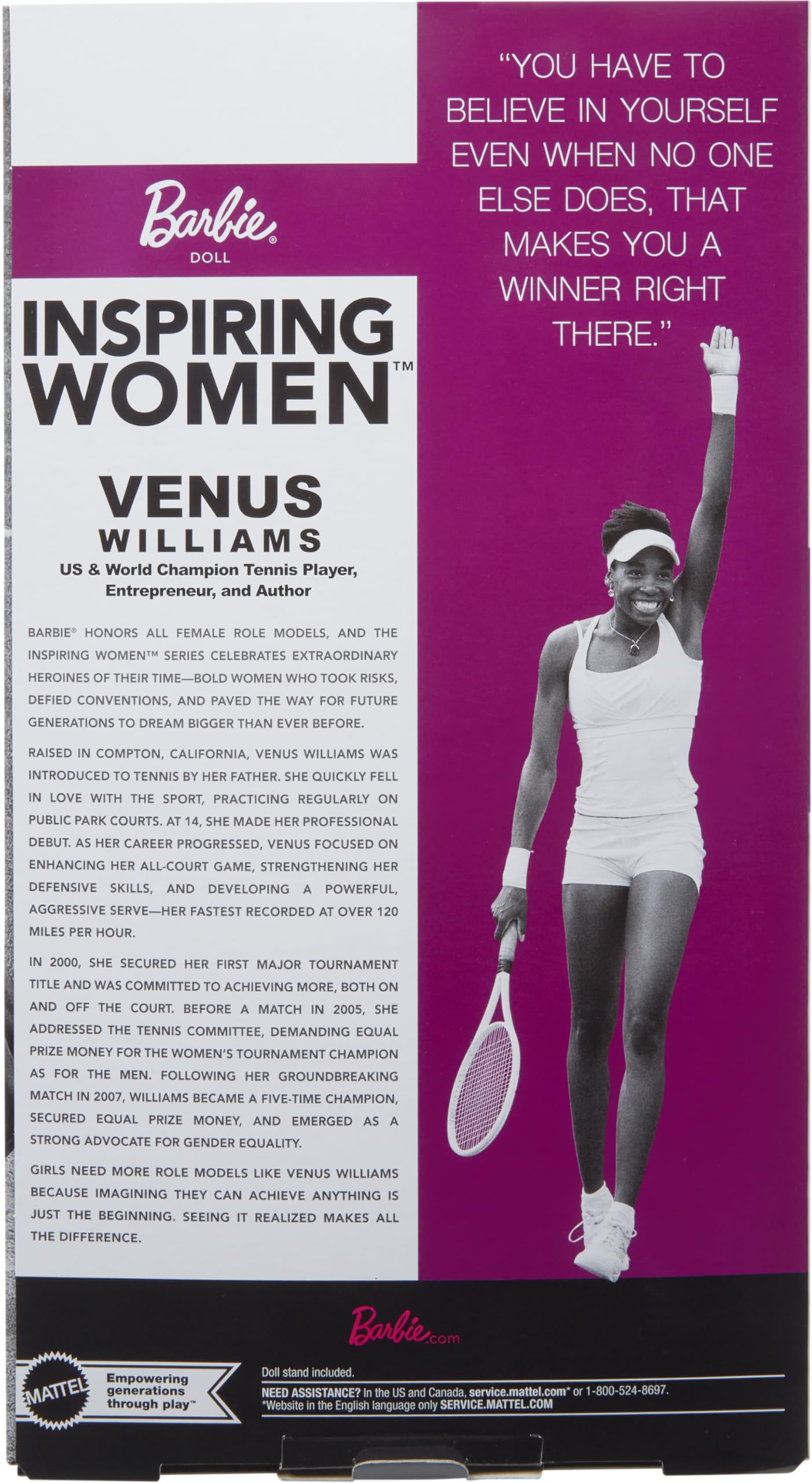 Barbie Inspiring Women Series Venus Williams Fashion Doll | Collector's Model | Ages 6+ 6