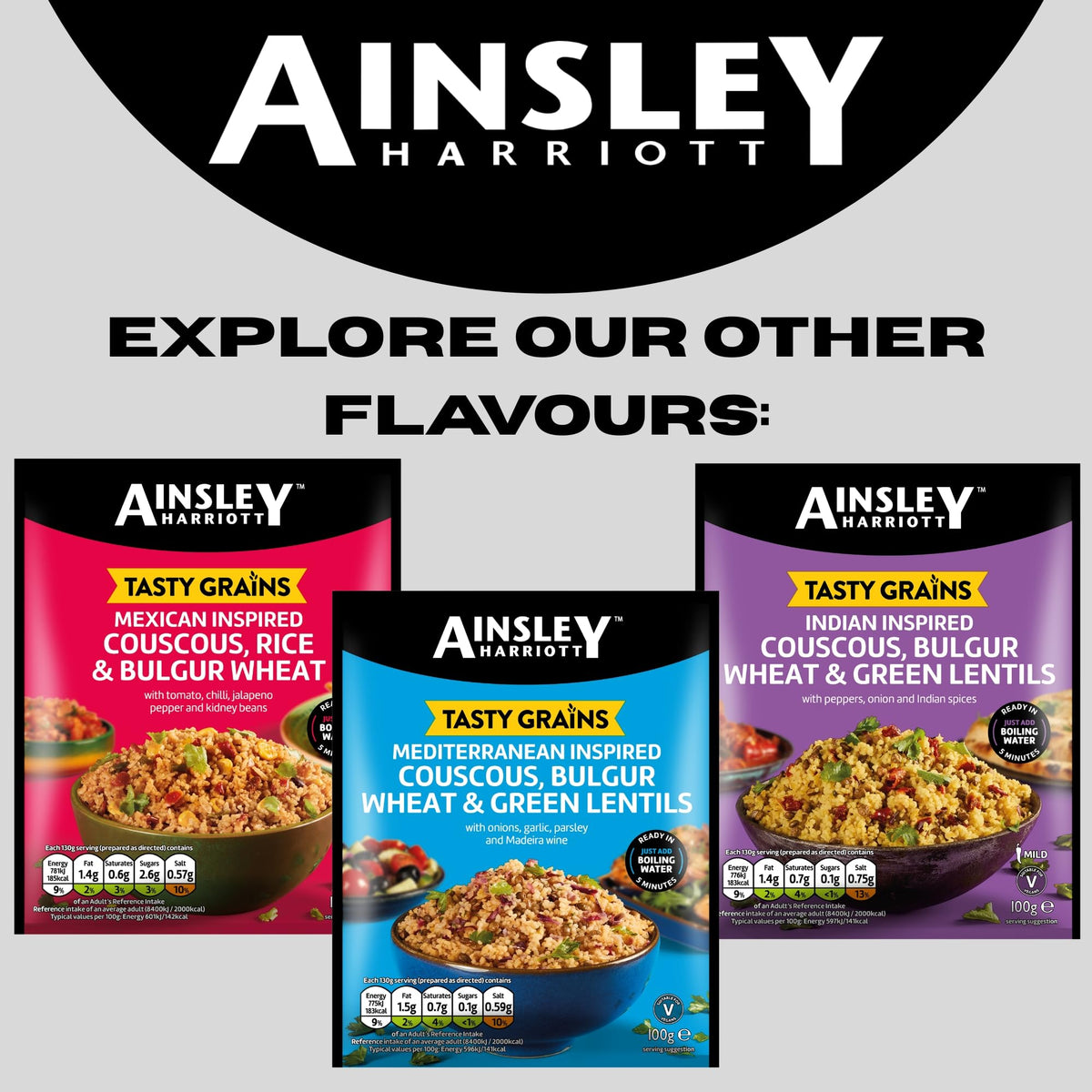 Ainsley Harriott Indian Tasty Grains with Indian Inspired Spices - 10 x 100g