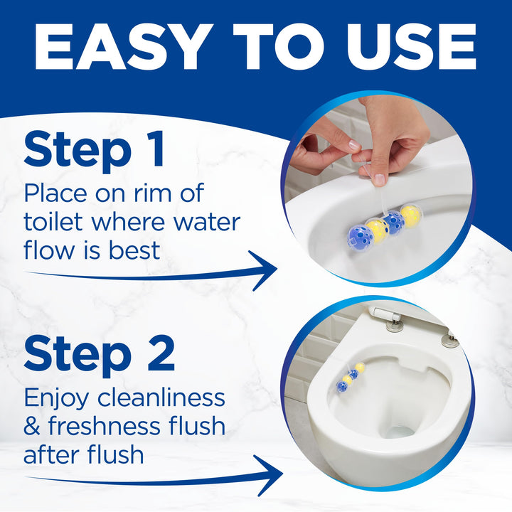 Bloo Power Active Toilet Rim Block - Lemon Scent with Anti-Limescale & Foaming Clean (150g)