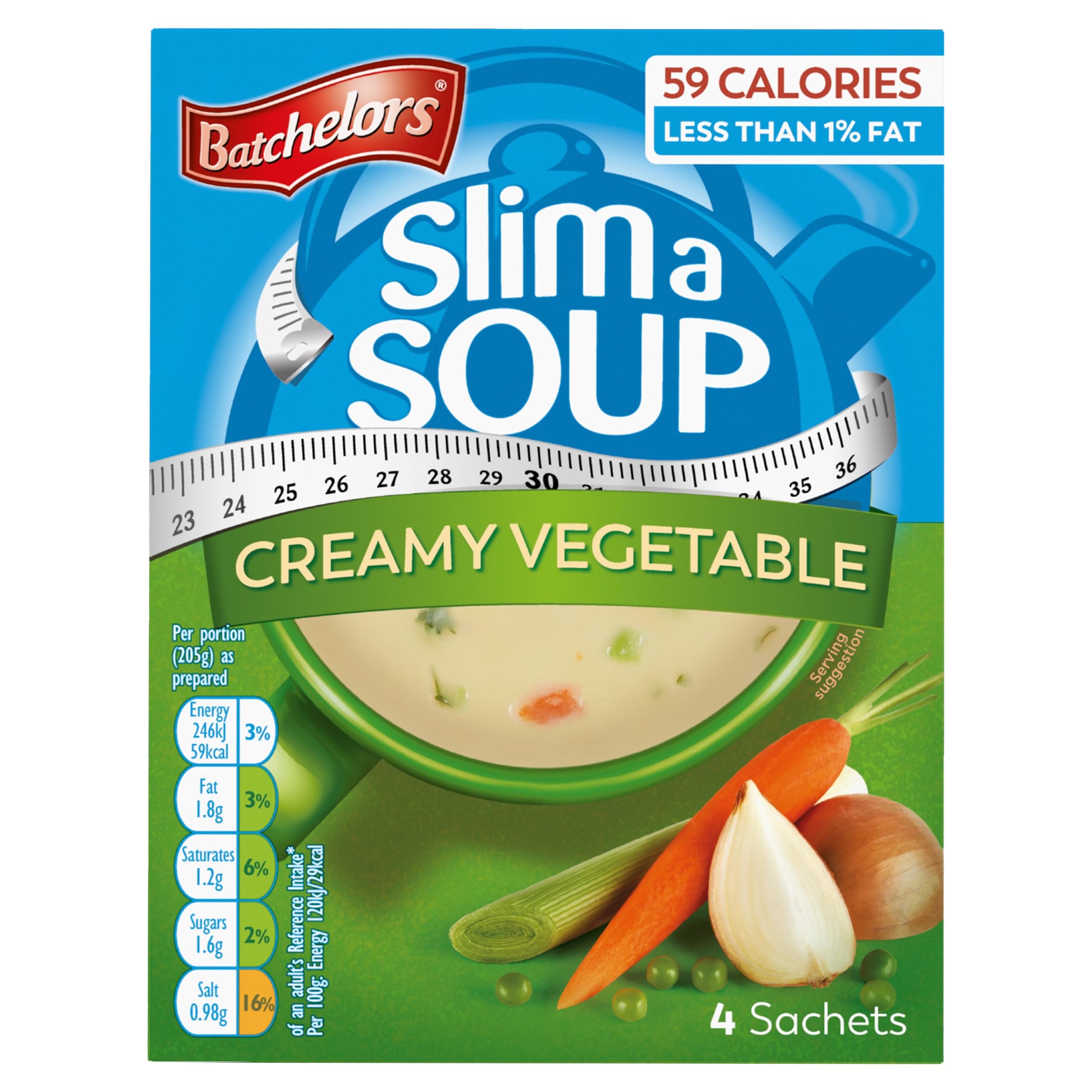 Batchelors Slim a Soup Cream of Vegetable Instant Soup Mix, Low Fat, 4 Sachets, 59g 2