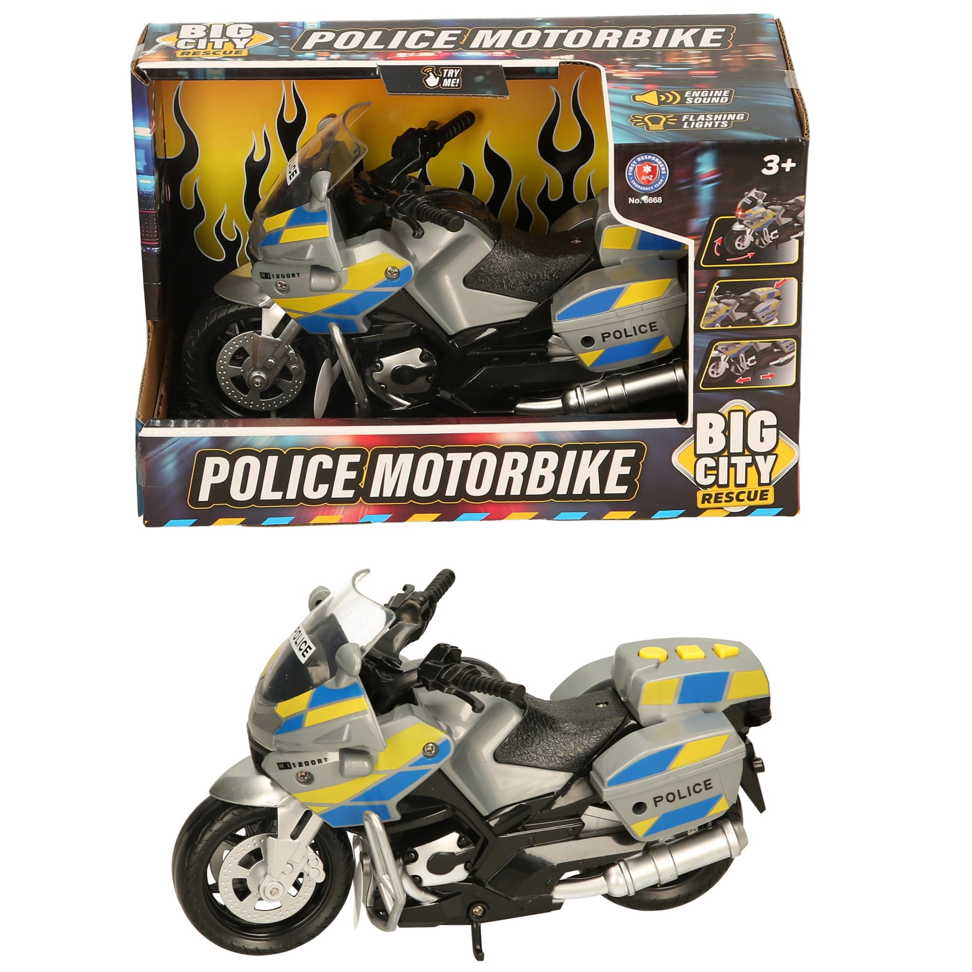 Atoz Big City Rescue Police Motorbike Toy - Engine Sound & Flashing Lights, Ages 3+ 8