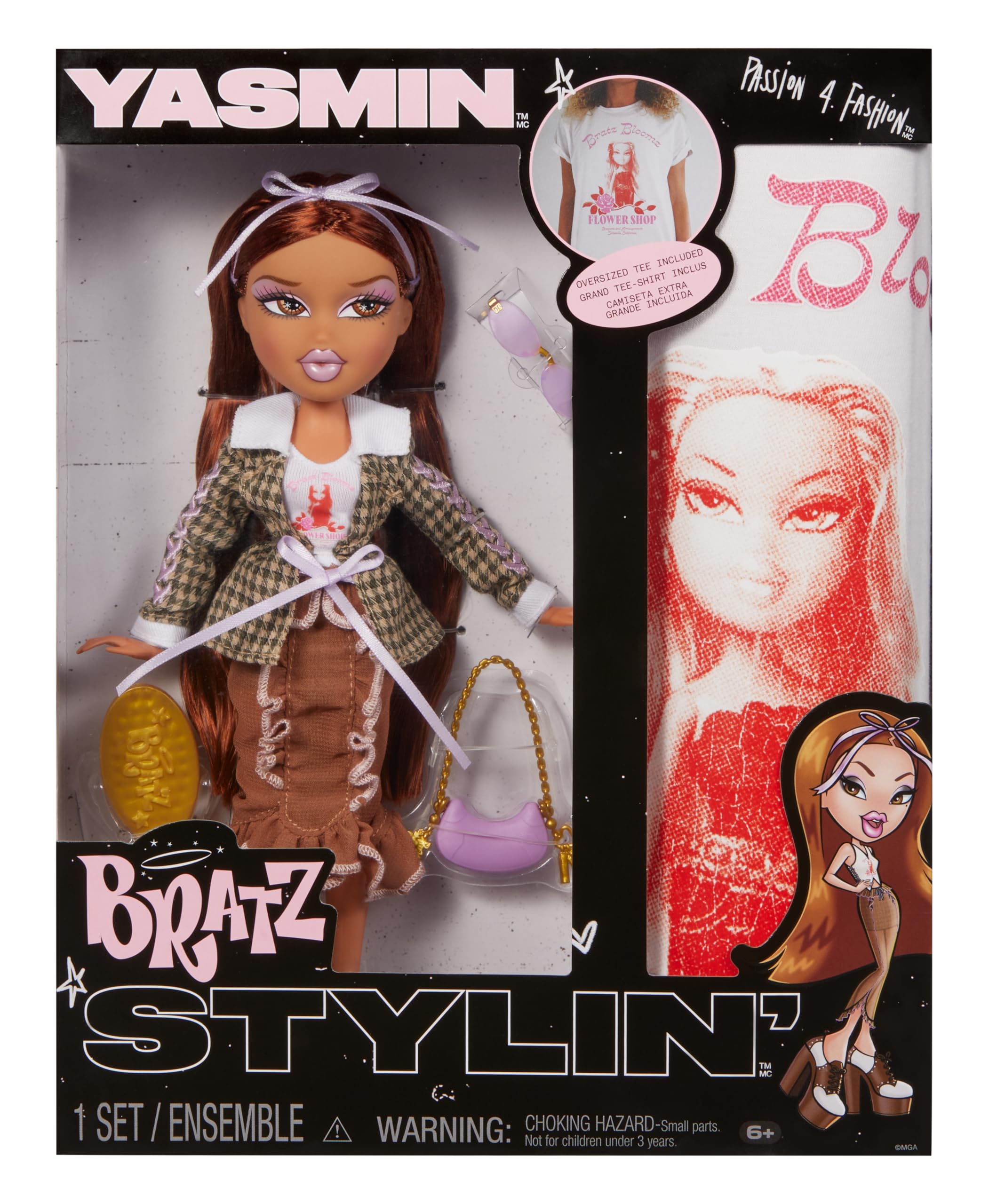 Bratz Stylin' Yasmin Fashion Doll with Customizable T-Shirt for You
