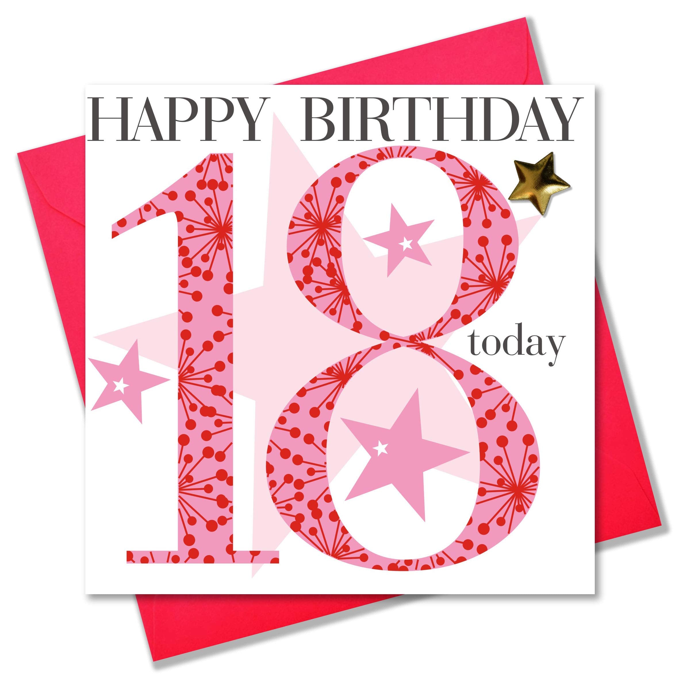 Claire Giles Greeting Cards - 18th Birthday Card for Girls | 150x150mm Pink & Gold | AGE18G 1