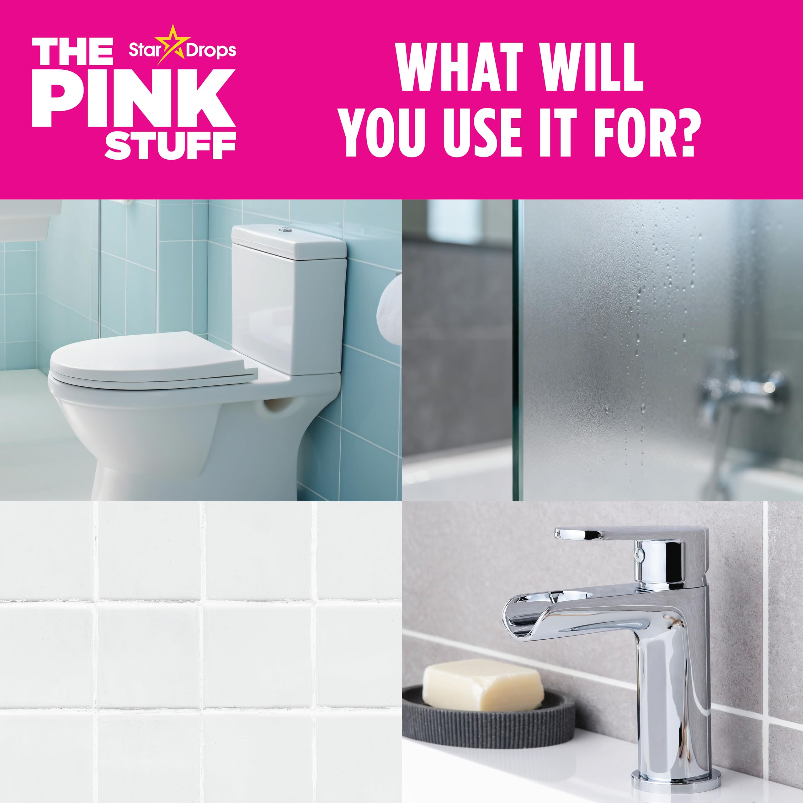 Stardrops The Pink Stuff Platinum Bathroom Foam Cleaner Spray 750ml - Limescale & Soap Scum Remover 7