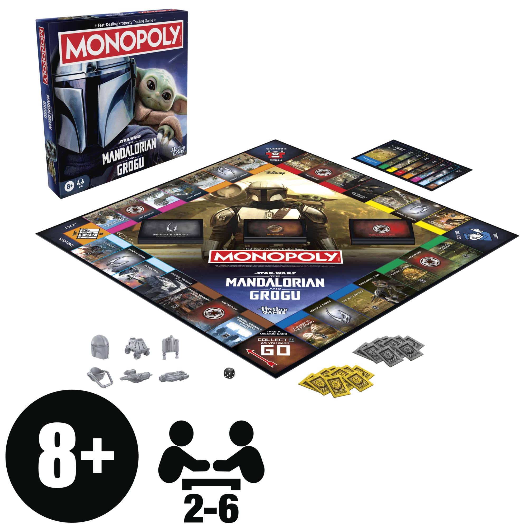 Monopoly: Star Wars The Mandalorian and Grogu Edition Board Game | Family Strategy Game | 2-6 Players | Ages 8+