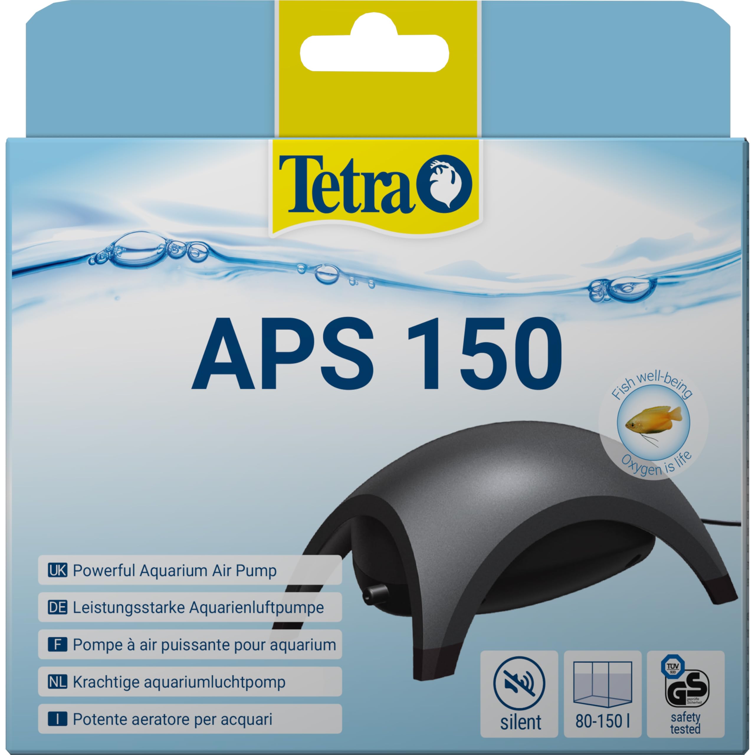 Tetra APS 150 Aquarium Air Pump - 150 LPH Flow Rate | Quiet Operation | Black