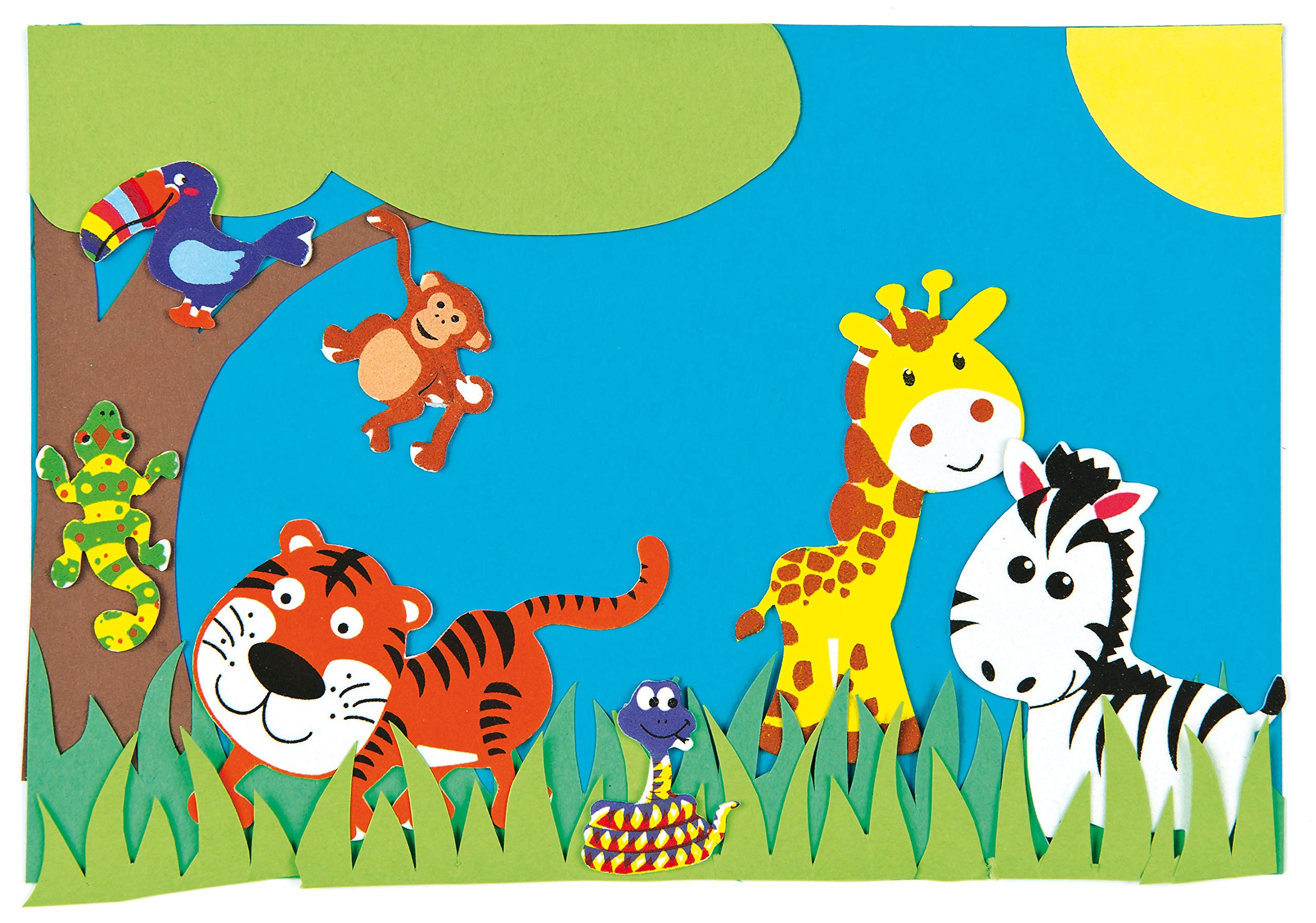 Baker Ross Jungle Animal Foam Stickers (96 Pack) - Self Adhesive Puffy Scrapbook Embellishments 6