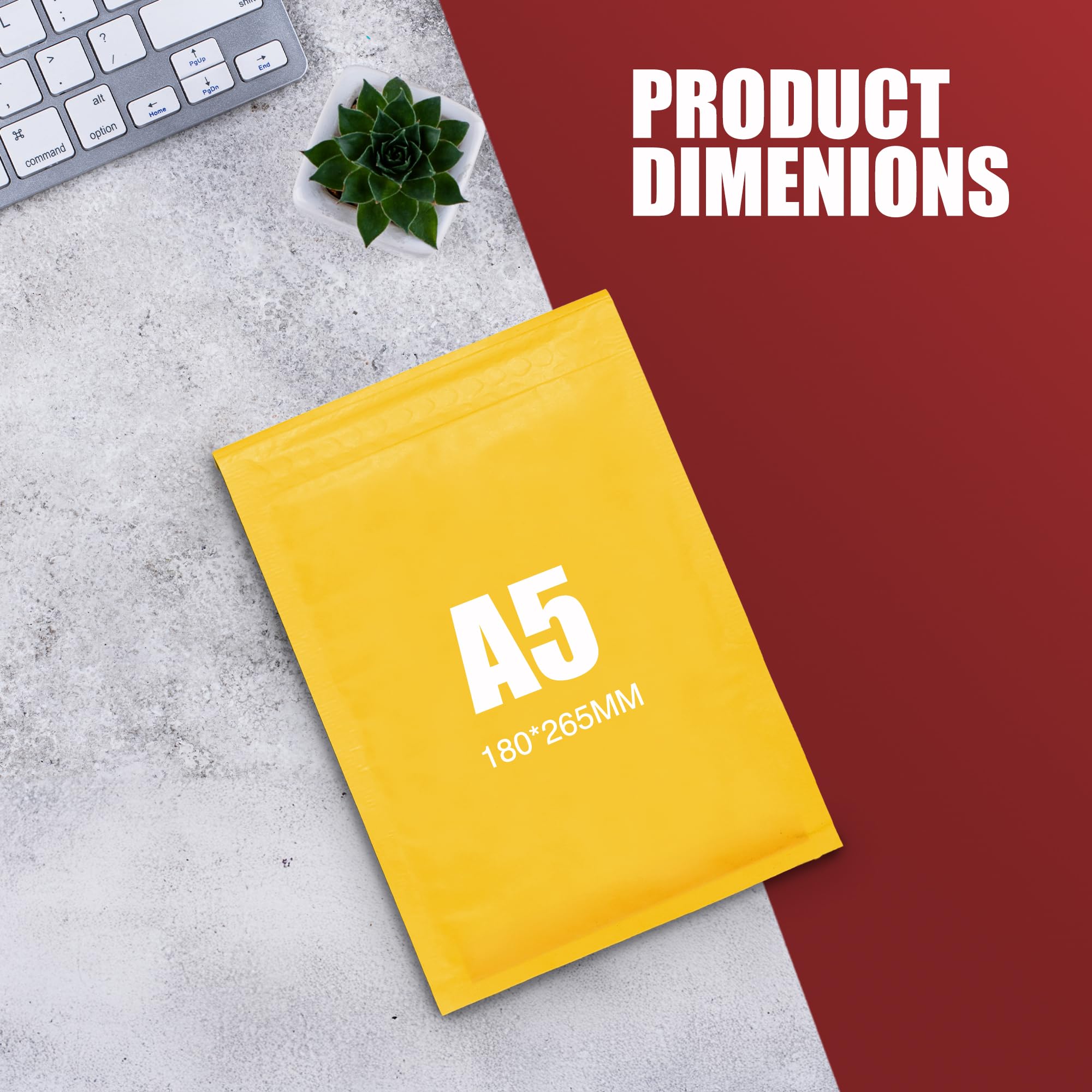 Merrimen Padded Envelope Mailers - A5 Size, 10 Pack Gold | Lightweight Protection