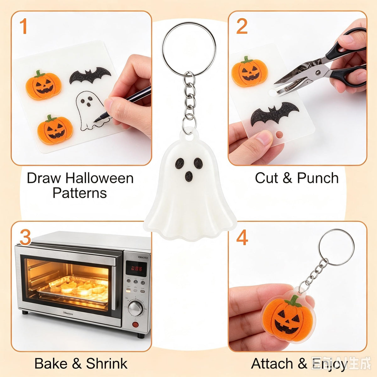 ASTARON Shrink Plastic Sheets Kit - 181 Pieces | Includes Keychains, Ear Hooks, Brooches | Heat Shrinking Film Paper 3