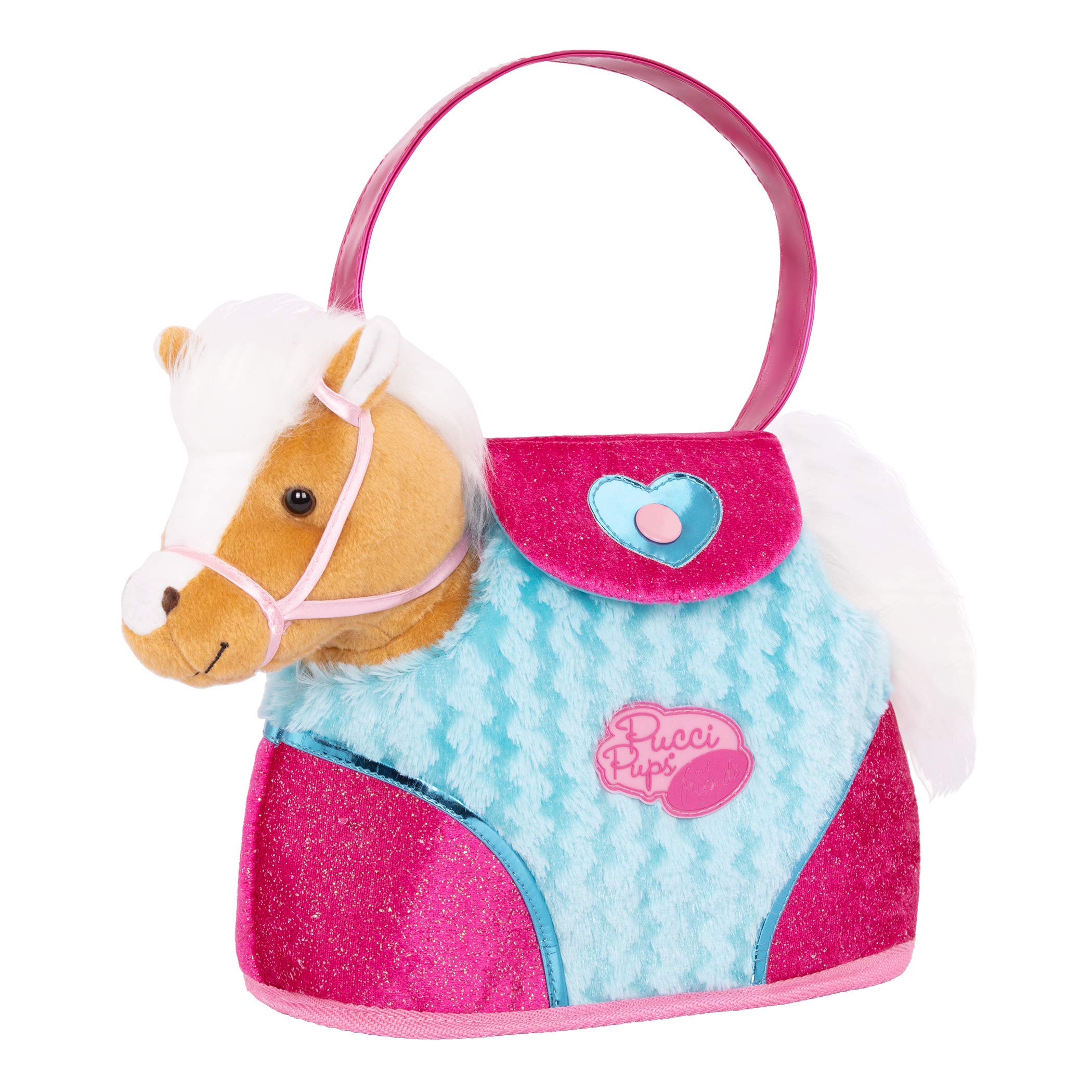 Pucci Pups Beige Horse with Blue Stripes and Pink Pony Bag 9