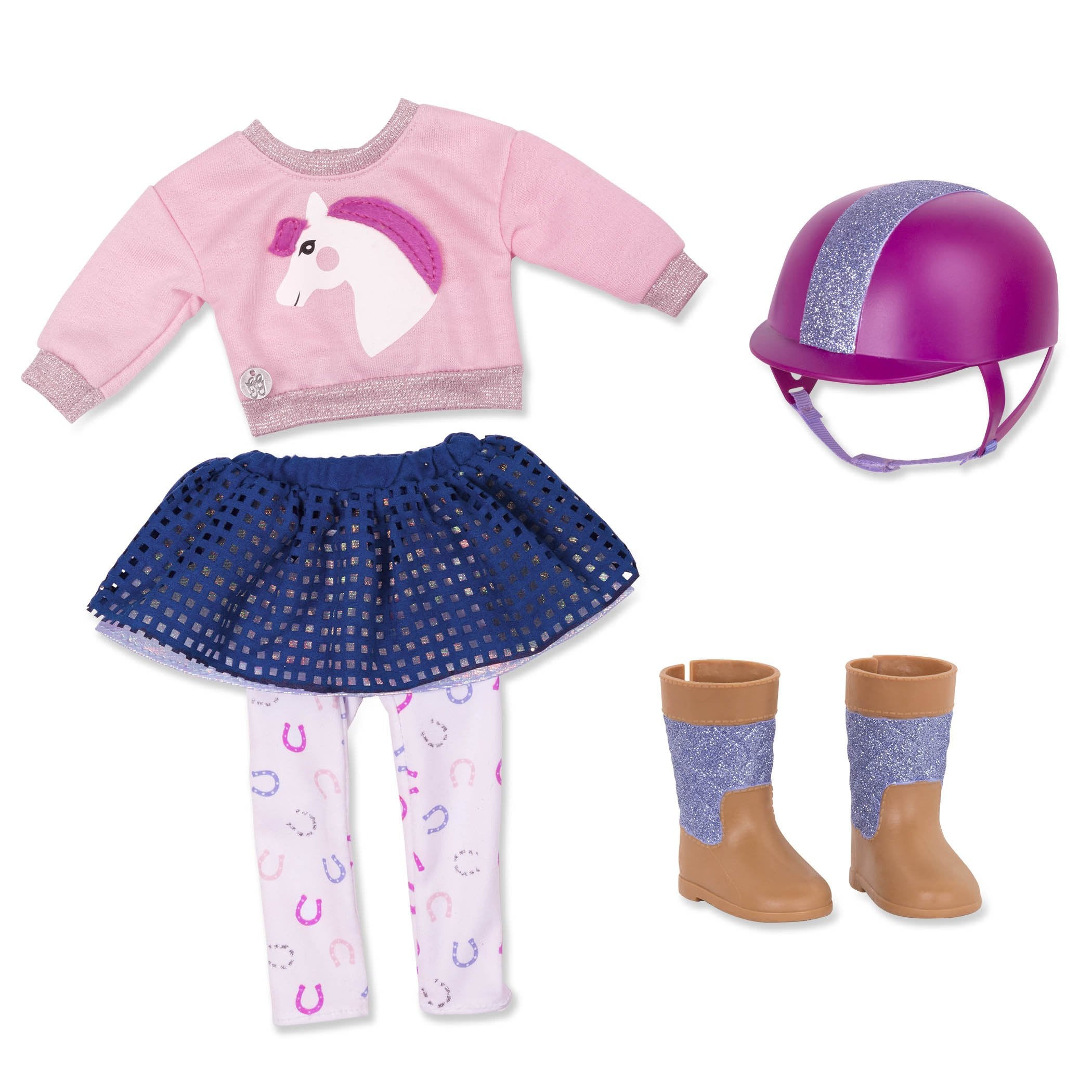 Glitter Girls 14-Inch Doll Gallop & Glow Riding Outfit - Deluxe Equestrian Clothes Set for 3+ 1