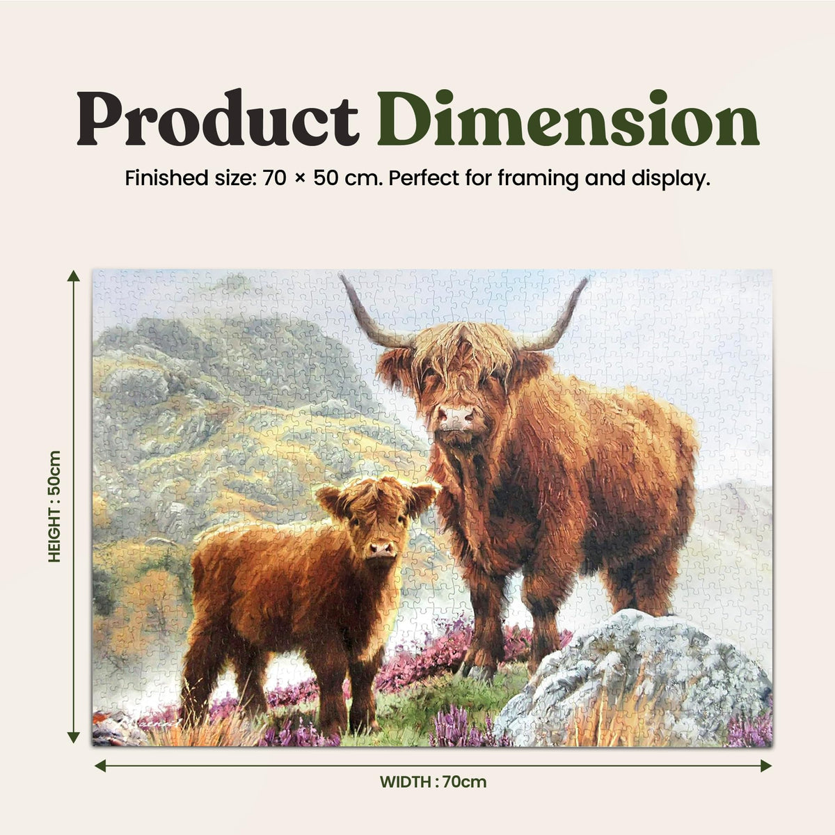 The Leonardo Collection Macneil Studios Highland Cow Jigsaw Puzzle - 1000 Pieces, 70 x 50 cm