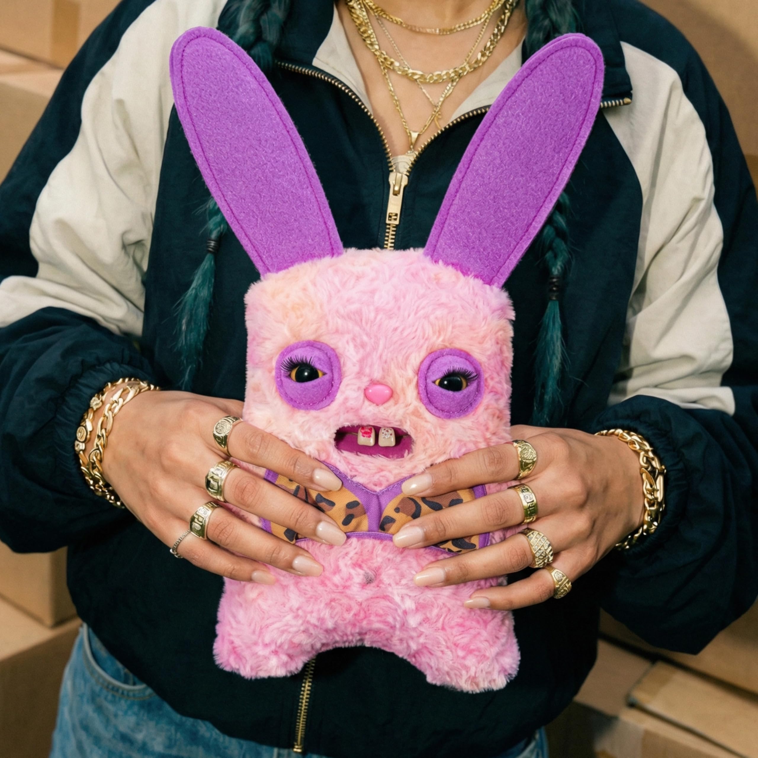 Fuggler Rabid Rabbit Soft Doll - 9 Inch, Neon Pink | Collectible Plush Toy 8