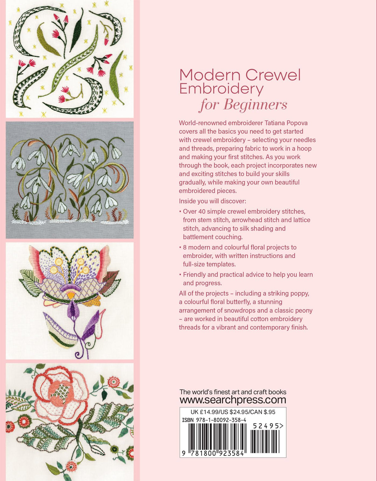 Search Press Modern Crewel Embroidery for Beginners - Step-by-step Techniques & 8 Projects | Paperback