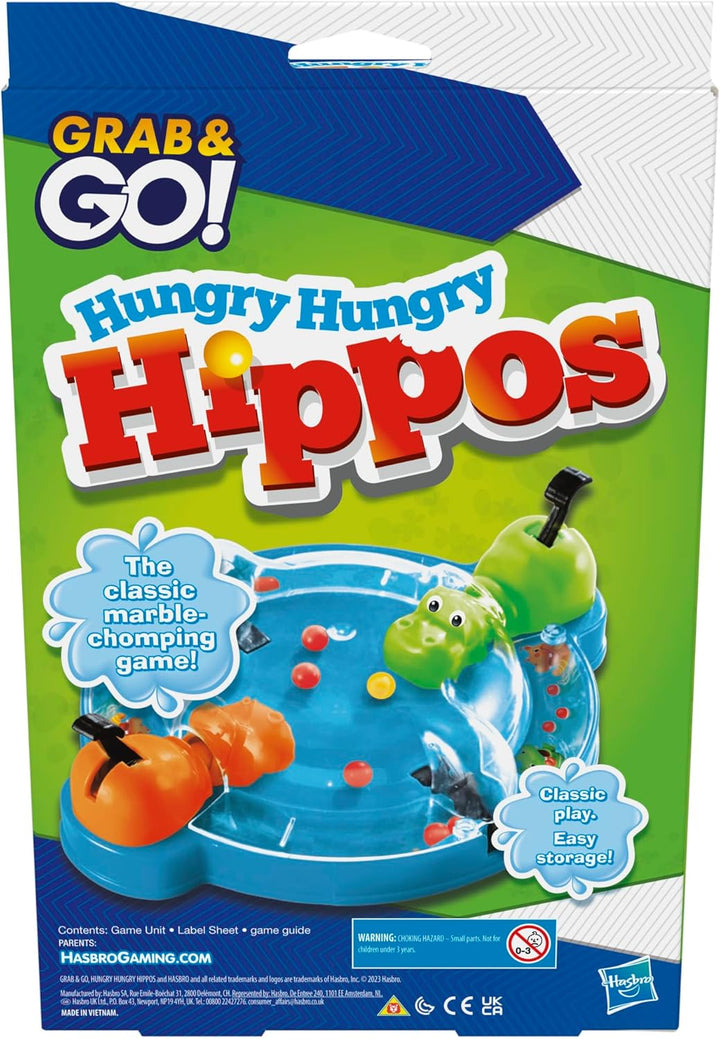 Hasbro Gaming Hungry Hungry Hippos Grab and Go Travel Game for 2 Players