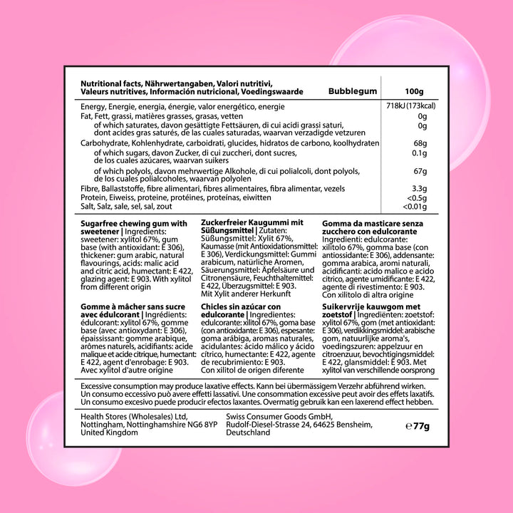 PUR Gum - Natural Bubblegum Flavoured Sugar-Free Chewing Gum (55 Pieces, Pack of 3)