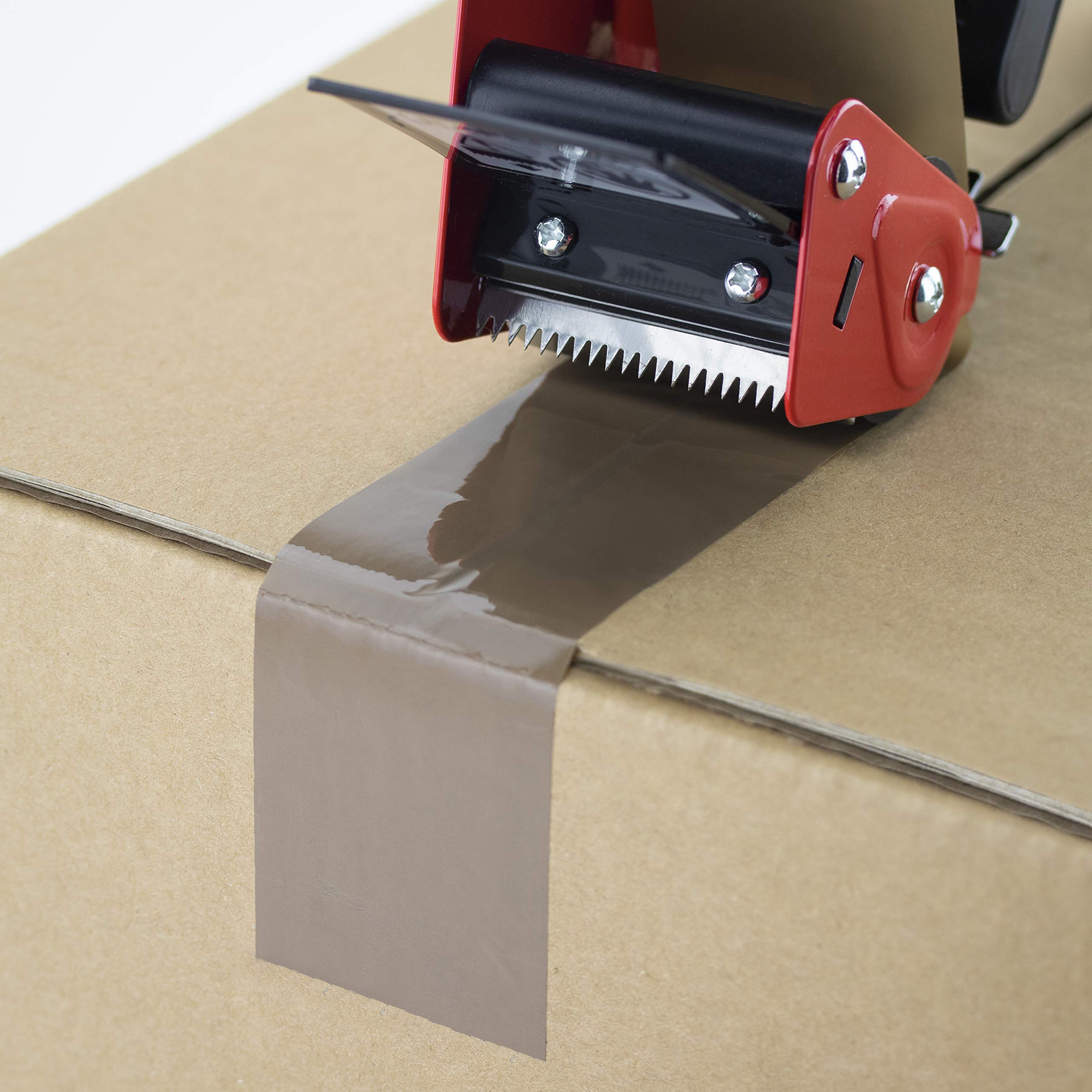RAPESCO 1556 Packaging Tape Dispenser - Heavy-Duty Steel, Antibacterial Handle, Includes 2 Brown Tapes 6