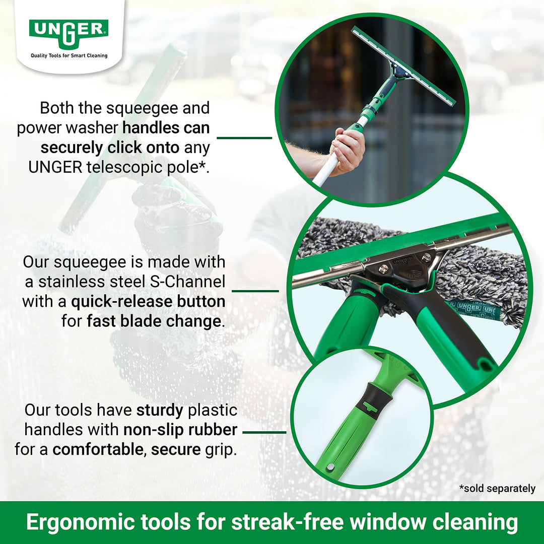 Unger AK013 Window Cleaning Kit 3-in-1 Starter Set with Squeegee, Microfibre Washer & Bucket