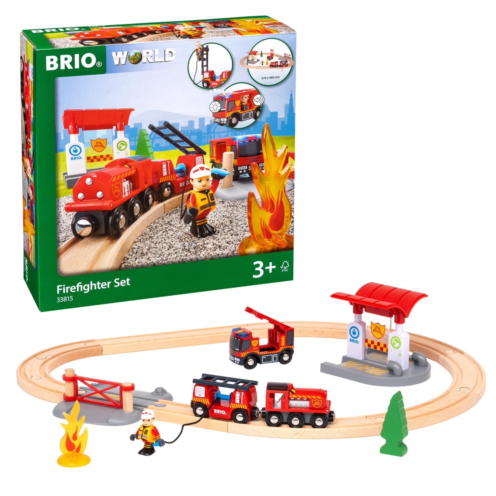 BRIO World Fire and Rescue Firefighter Set with Wooden Railway Train Accessories 1