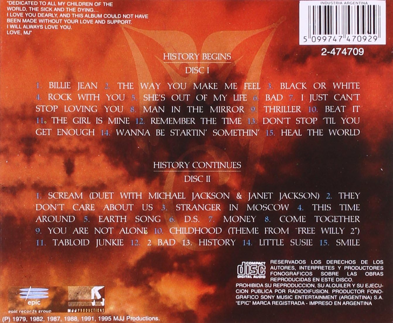 Michael Jackson - HIStory - Past, Present and Future Book I [Audio CD] 2