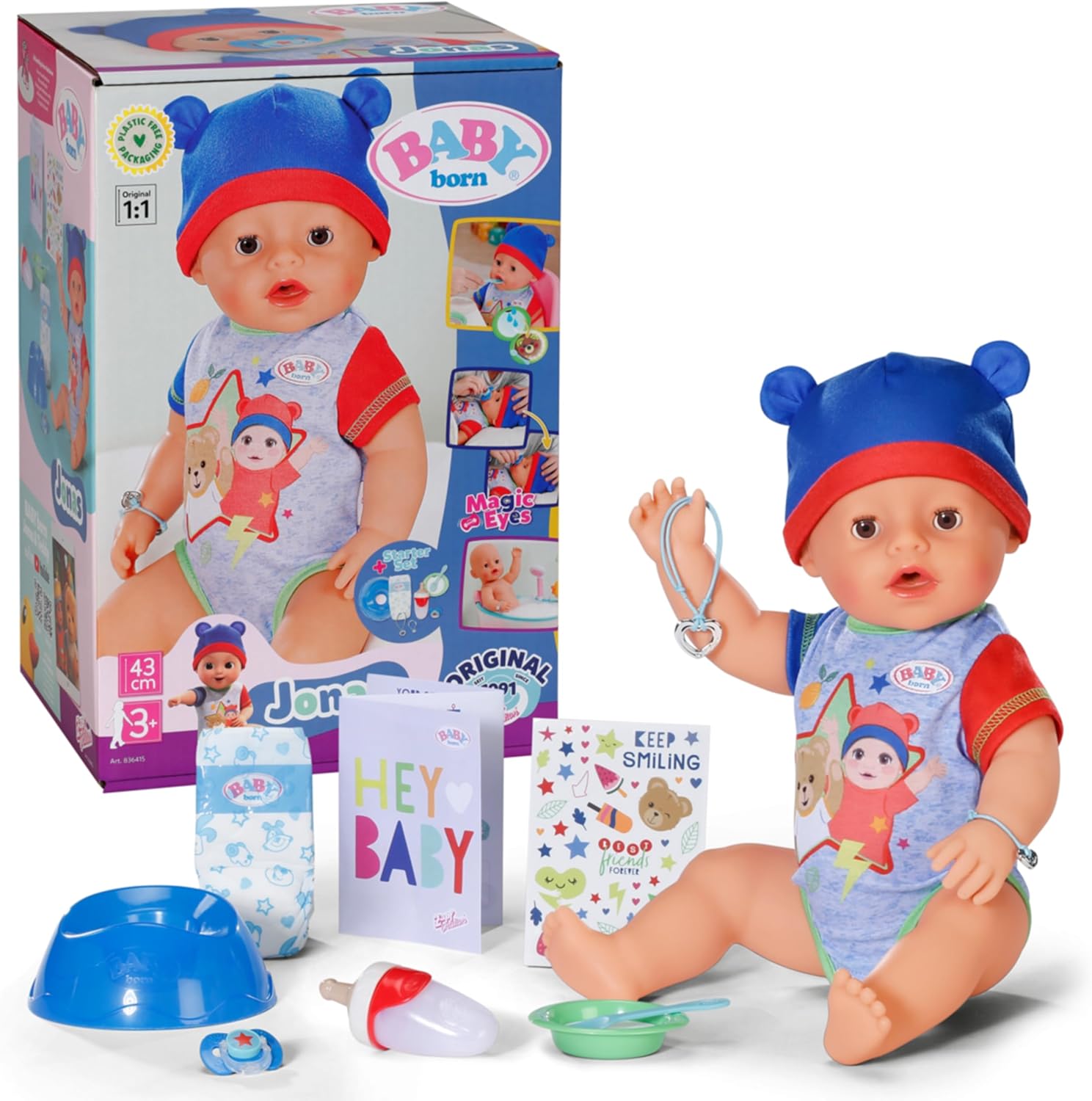BABY born Jonas Baby Doll with 10 Functions & Accessories - 43cm Interactive Doll for Kids 1