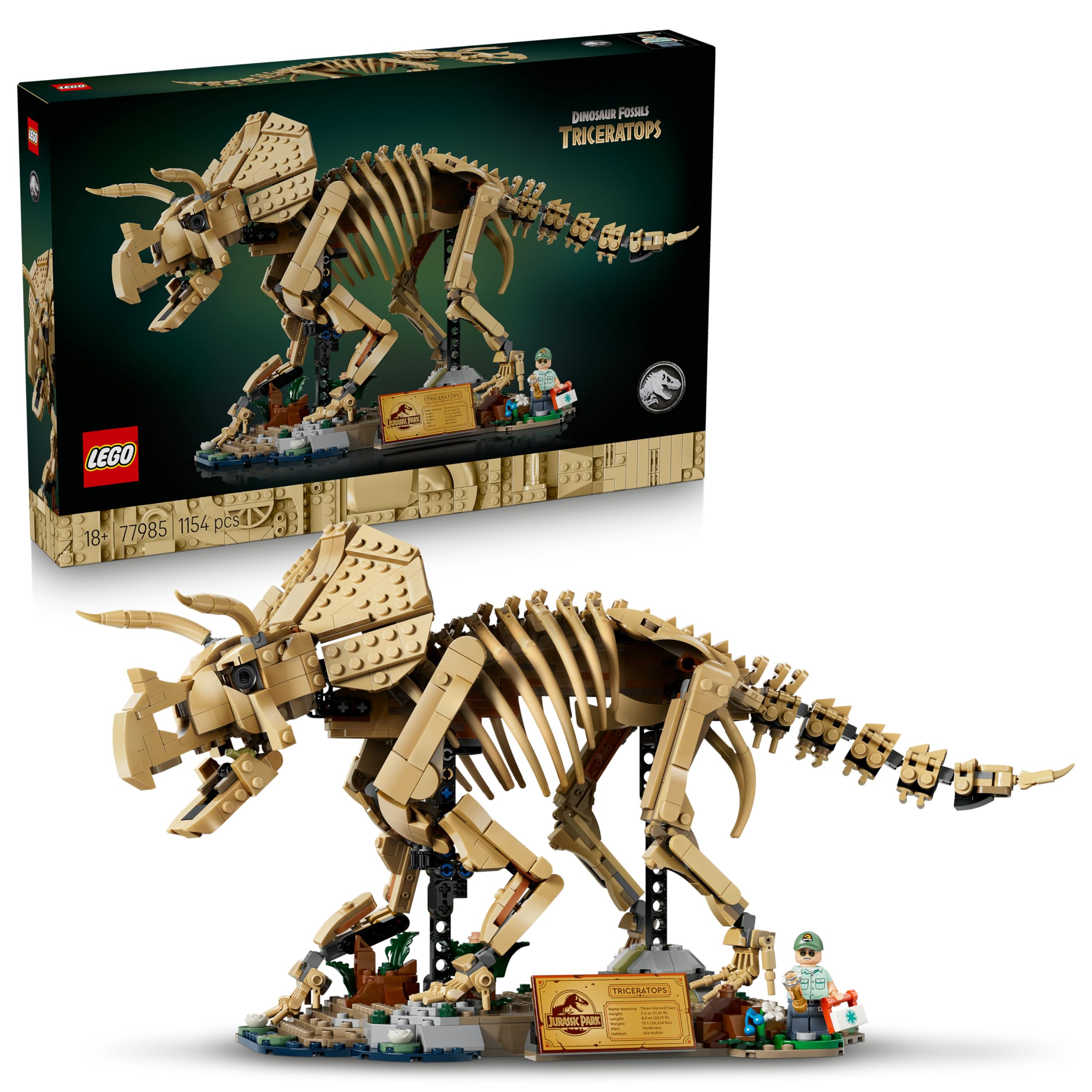 LEGO Jurassic World Dinosaur Fossils: Triceratops Building Set 77985 for Ages 18+ | Display Model 1
